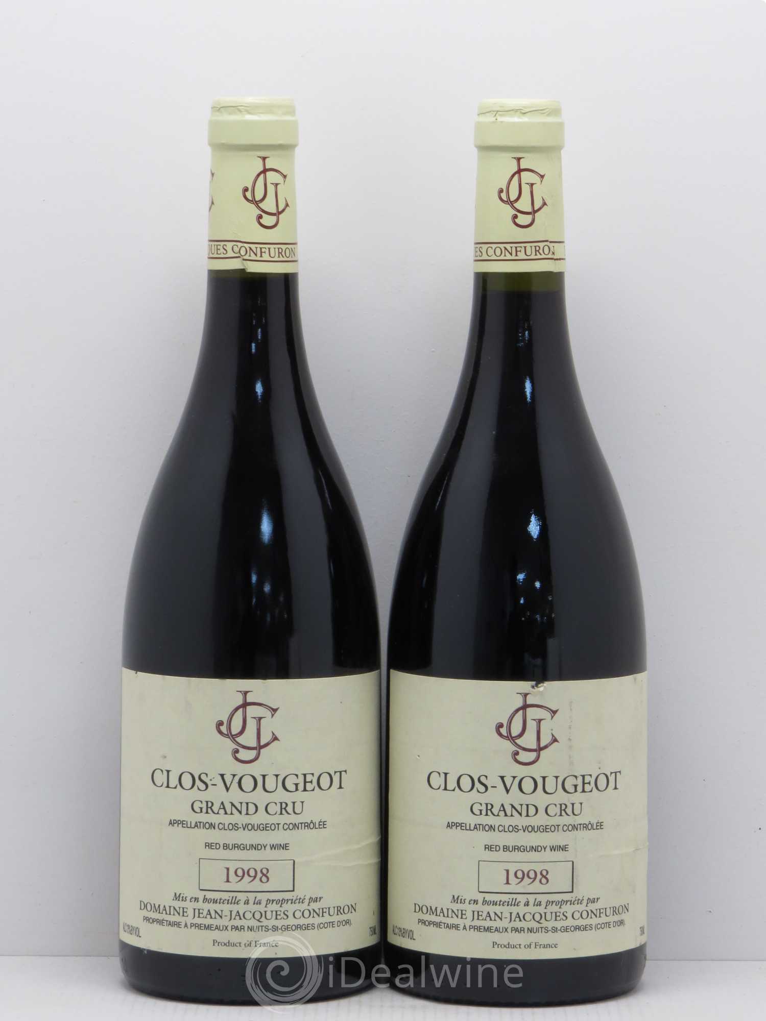 Clos de Vougeot Grand Cru Jean-Jacques Confuron 1998 - Lot de 2 bouteilles - 0