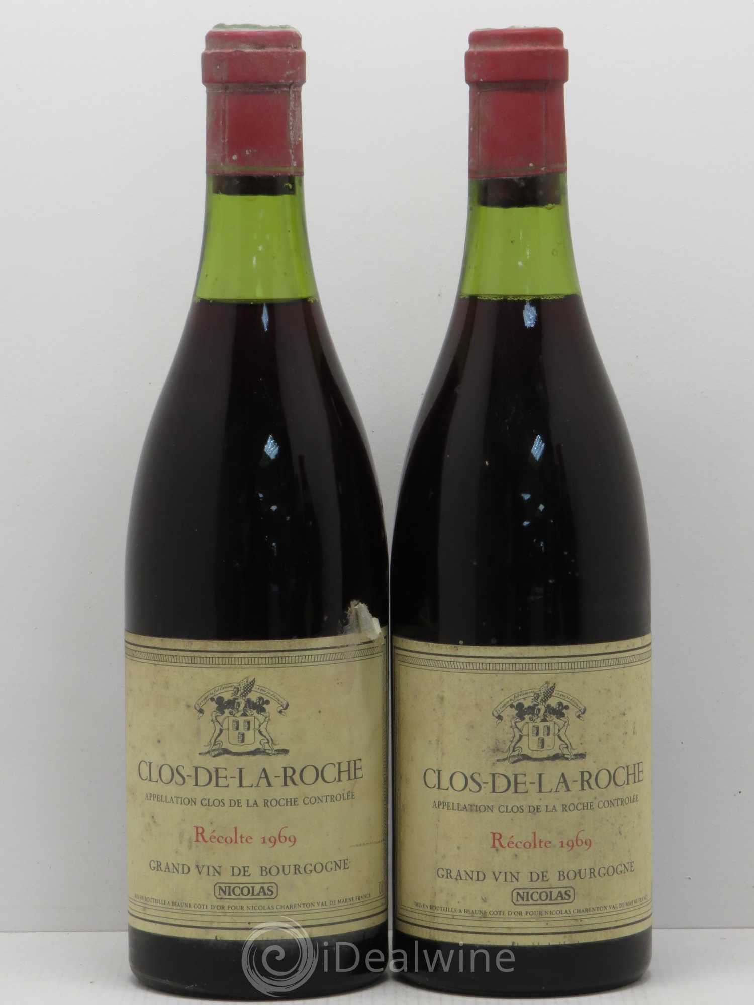 Clos de la Roche Grand Cru Caves Nicolas 1969 - Posten von 2 Flaschen - 0