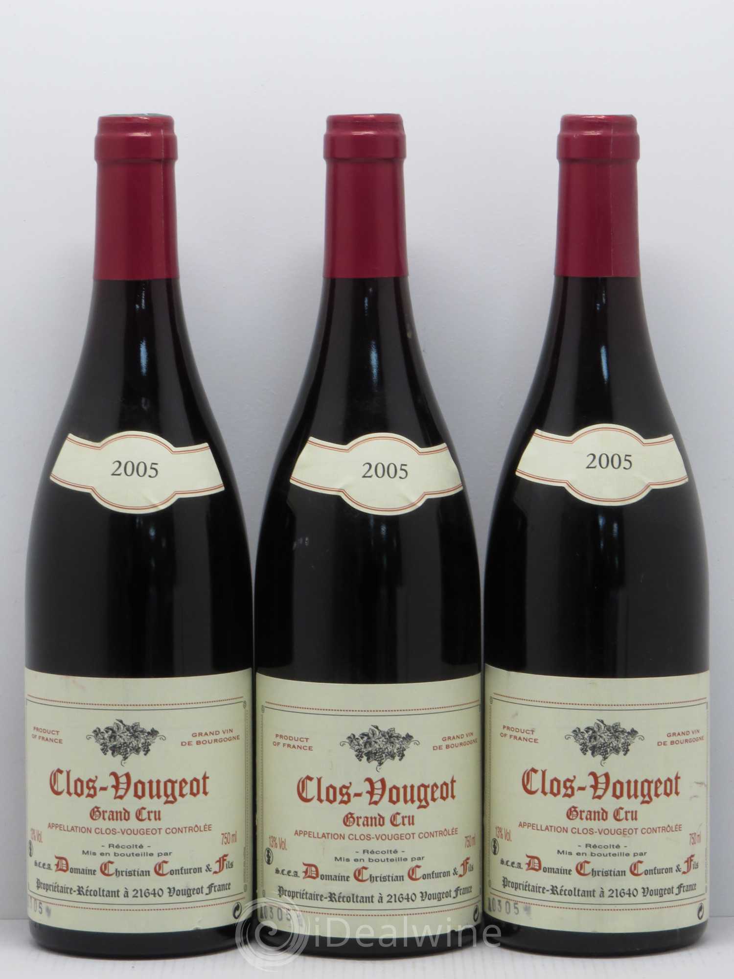 Clos de Vougeot Grand Cru Christian Confuron 2005 - Lot de 3 bouteilles - 0
