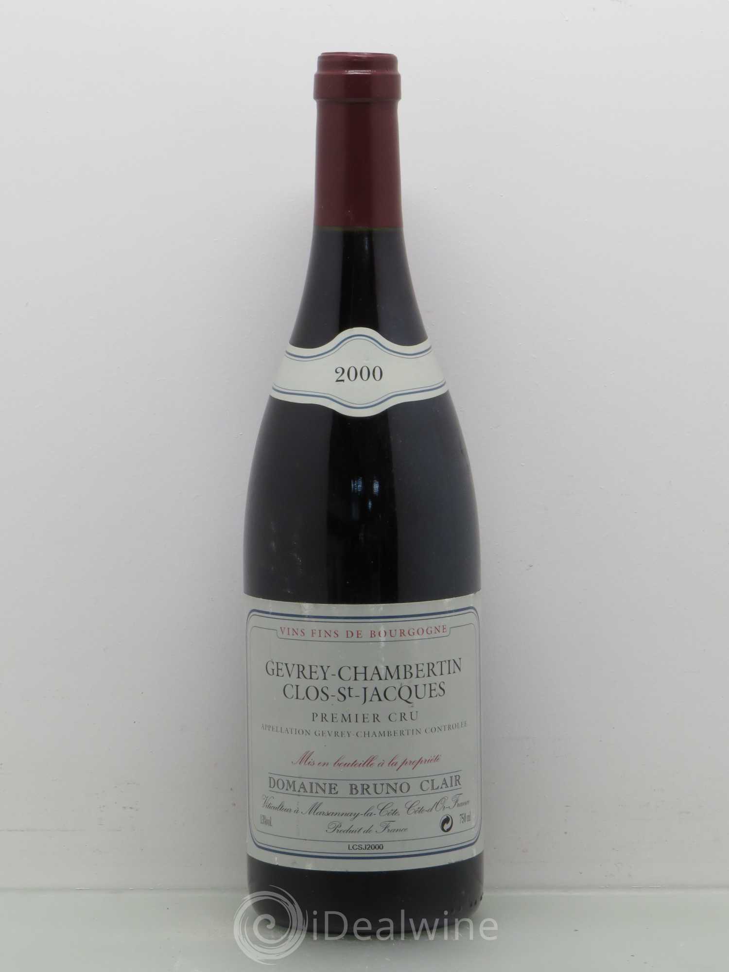 Gevrey-Chambertin 1er Cru Clos Saint-Jacques Bruno Clair (Domaine) 2000 - Lot de 1 bouteille - 0