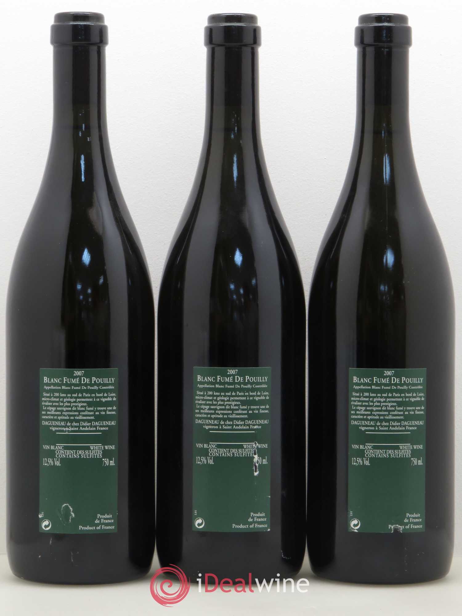 Vin de France (anciennement Pouilly-Fumé) Silex Dagueneau (Domaine Didier - Louis-Benjamin) 2007 - Lot de 3 bouteilles - 1