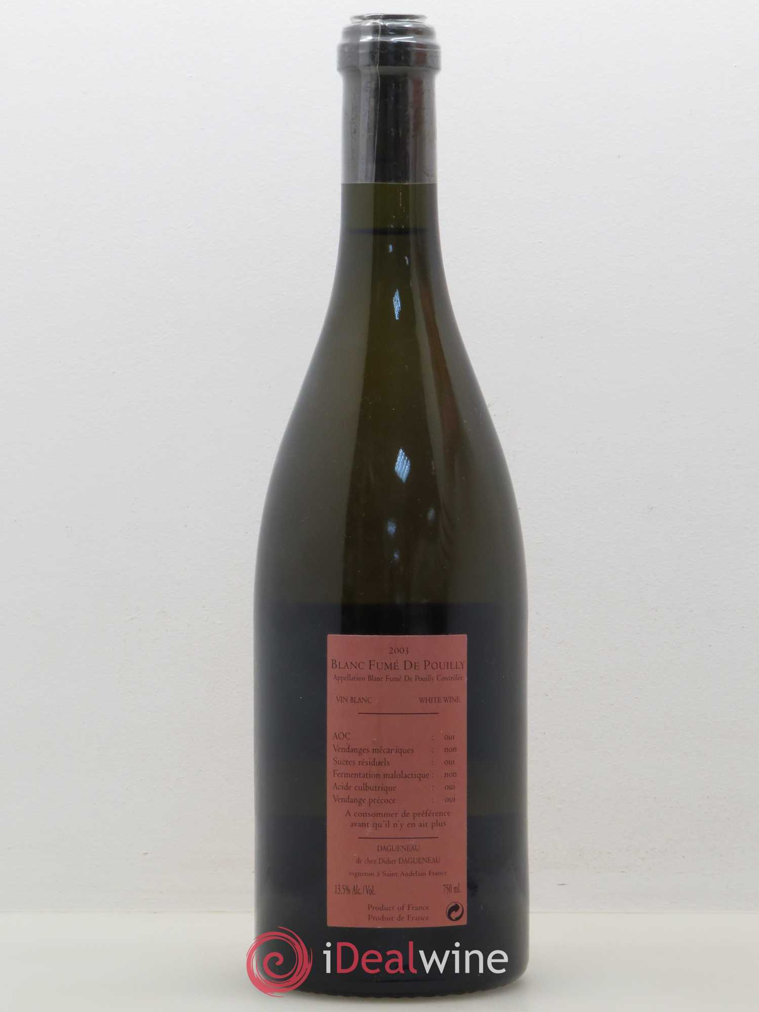 Pouilly-Fumé Paradoxe Dagueneau (Domaine Didier - Louis-Benjamin) 2003 - Lot de 1 bouteille - 1