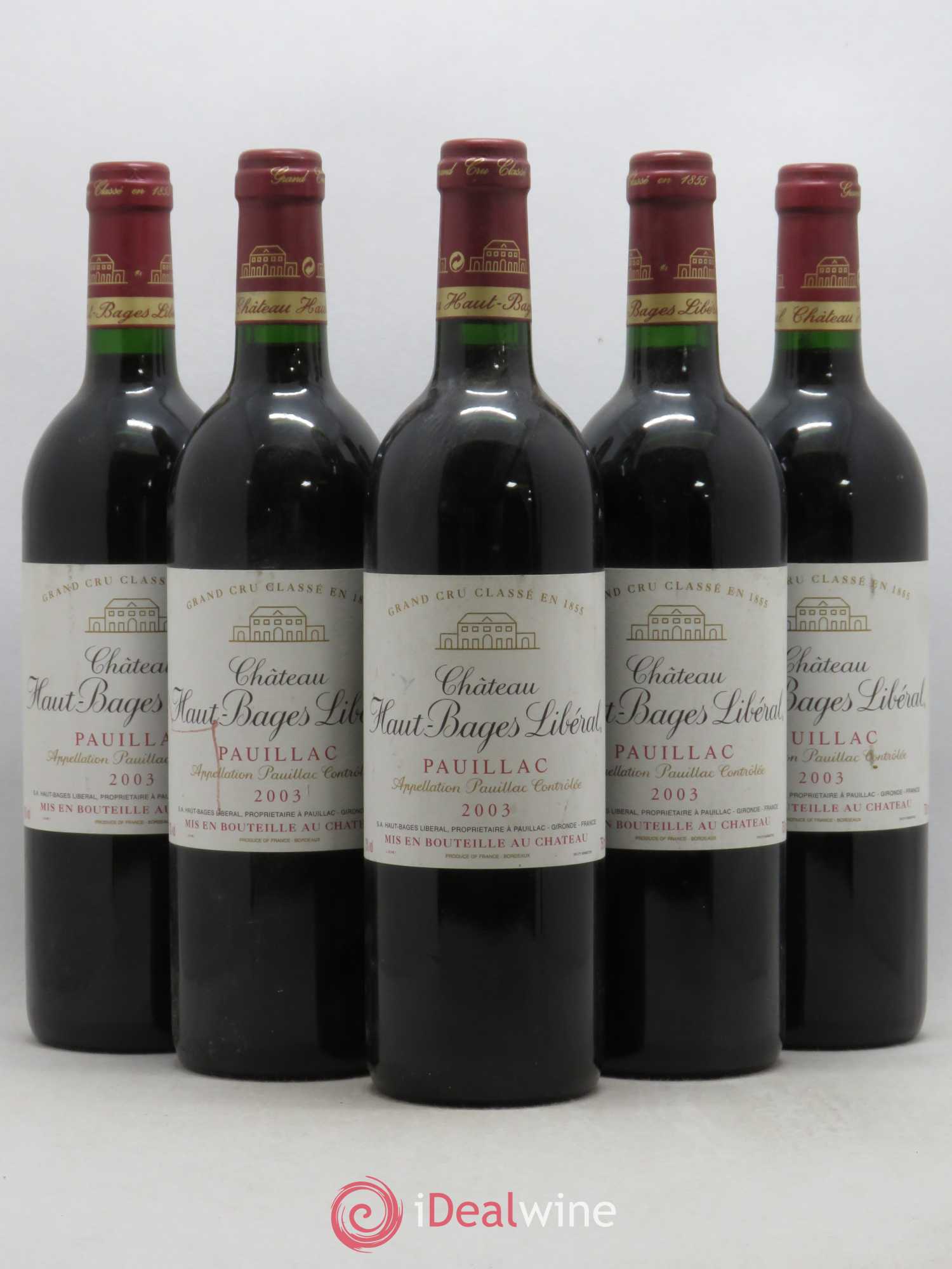 Château Haut Bages Libéral 5ème Grand Cru Classé 2003 - Lot de 5 bouteilles - 0