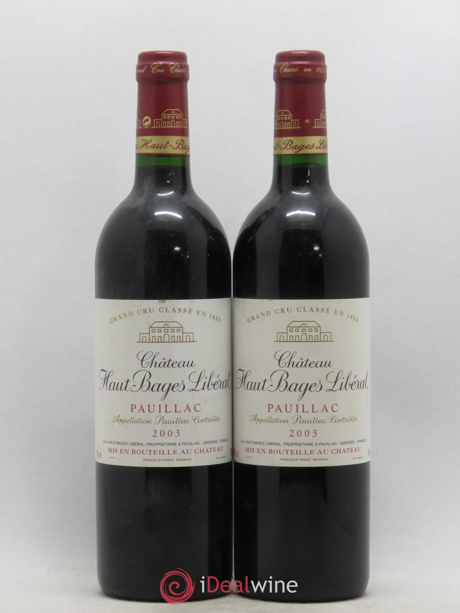 Château Haut Bages Libéral 5ème Grand Cru Classé 2003 - Lot de 2 bouteilles - 0