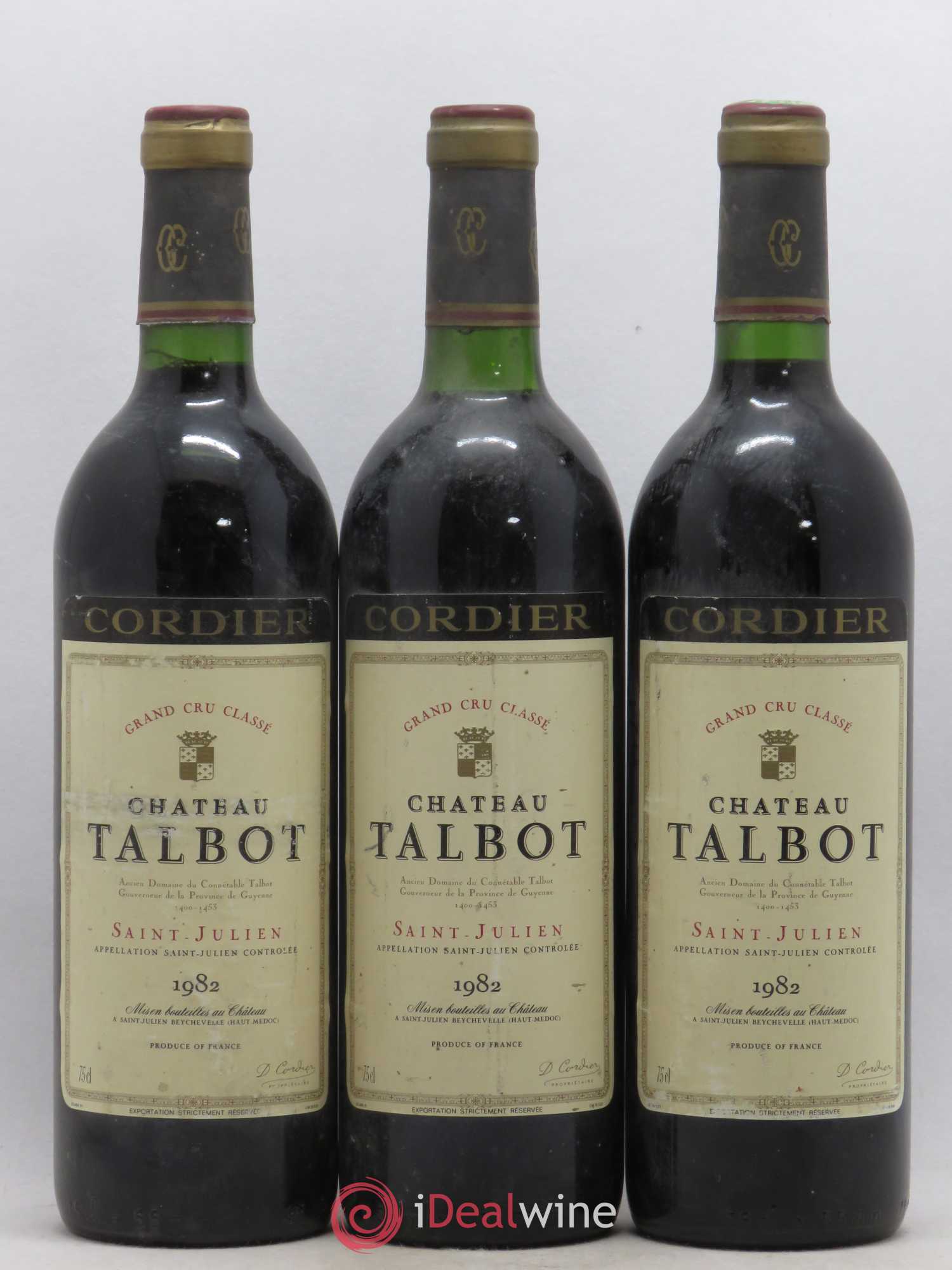 Château Talbot 4ème Grand Cru Classé 1982 - Lot de 3 bouteilles - 0
