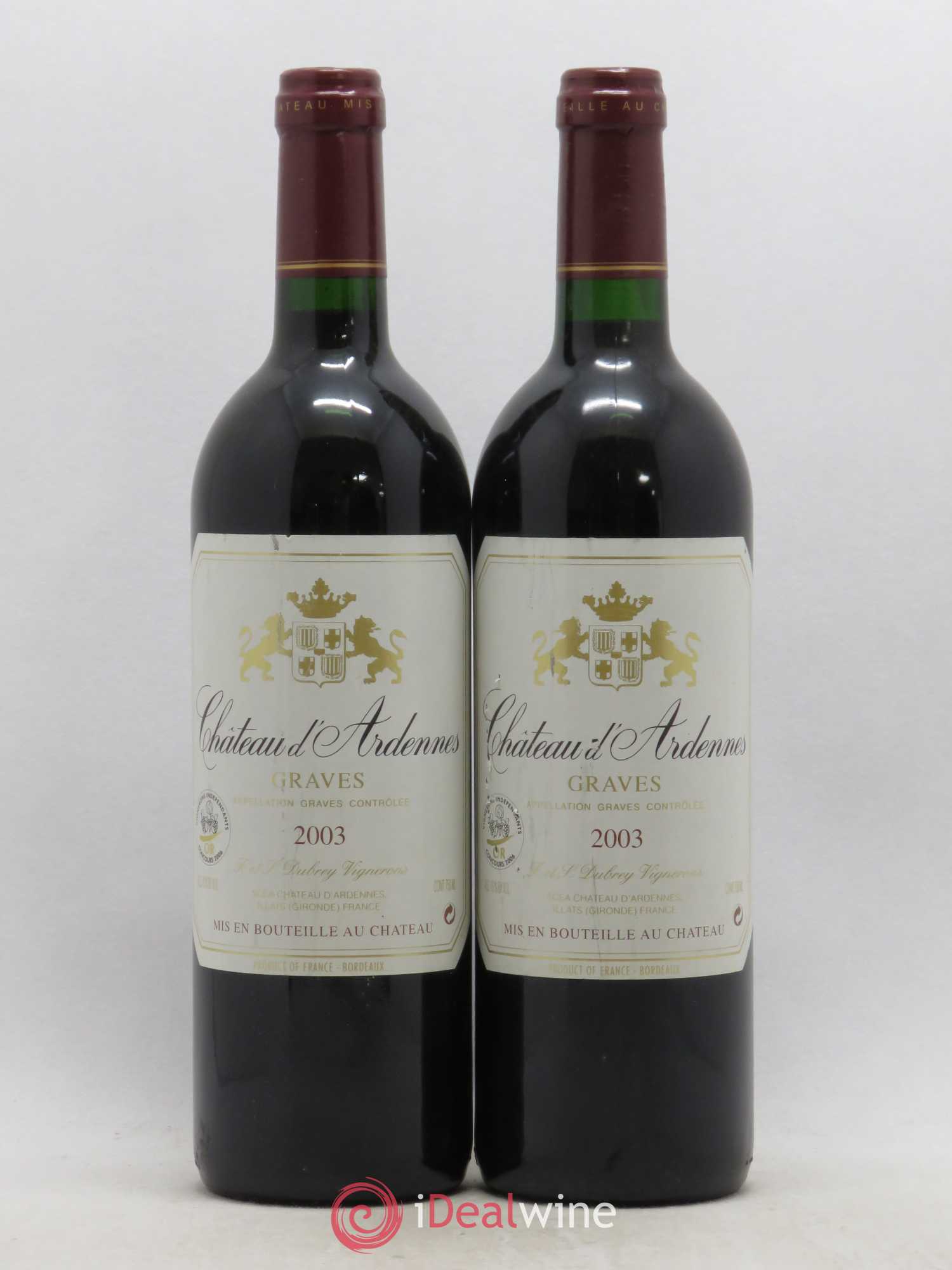 Graves Château d'Ardennes 2003 - Posten von 2 Flaschen - 0