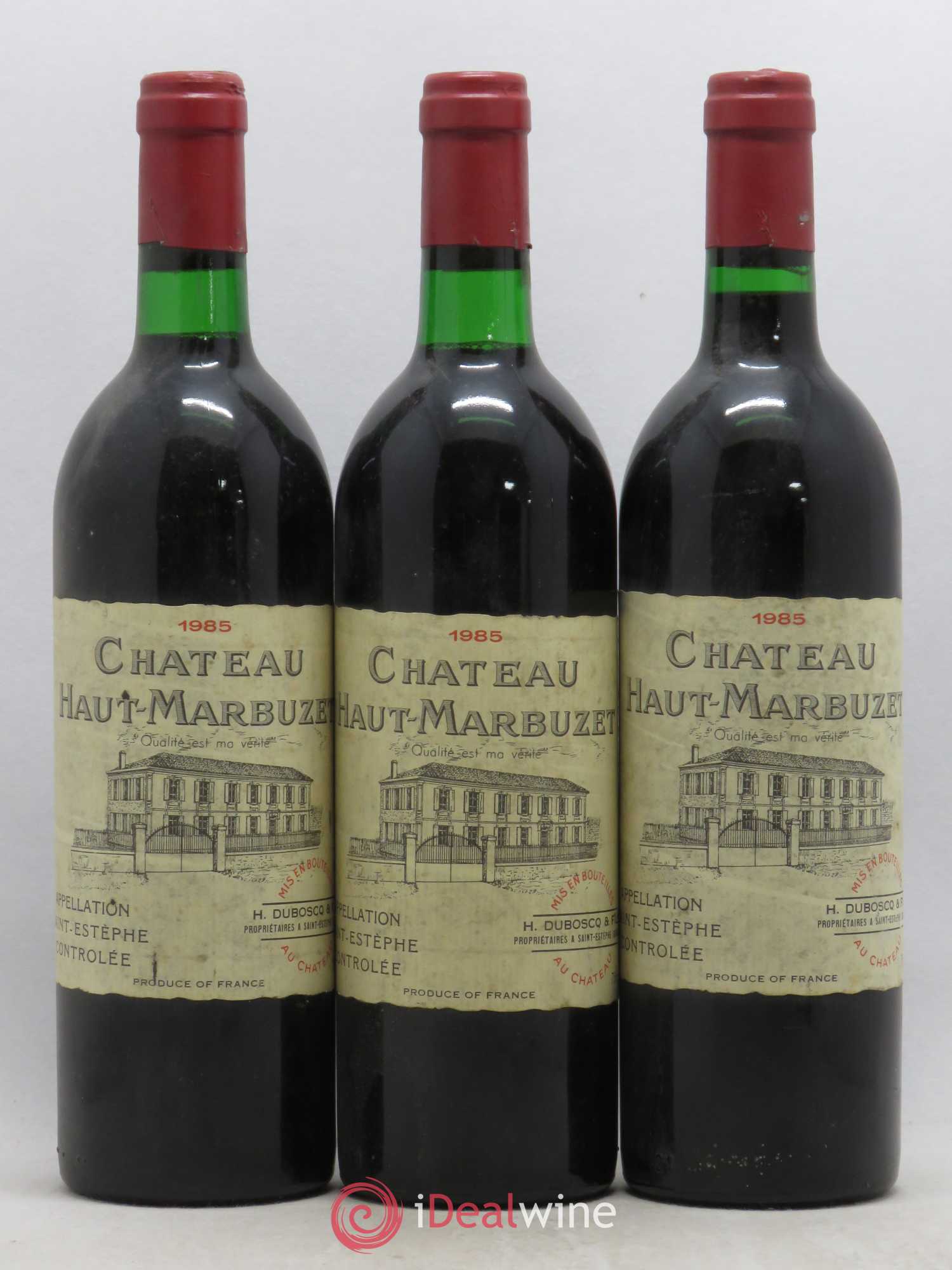 Château Haut Marbuzet 1985 - Lot de 3 bouteilles - 0