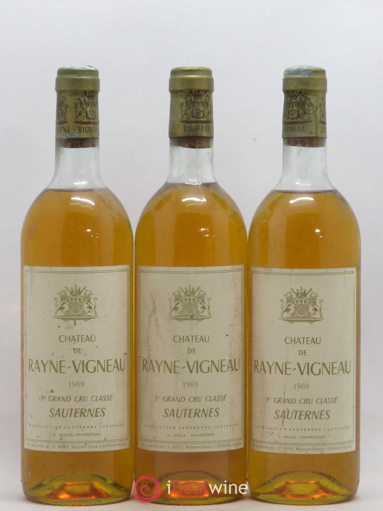Château de Rayne Vigneau 1er Grand Cru Classé 1969 - Lotto di 3 bottiglie - 0