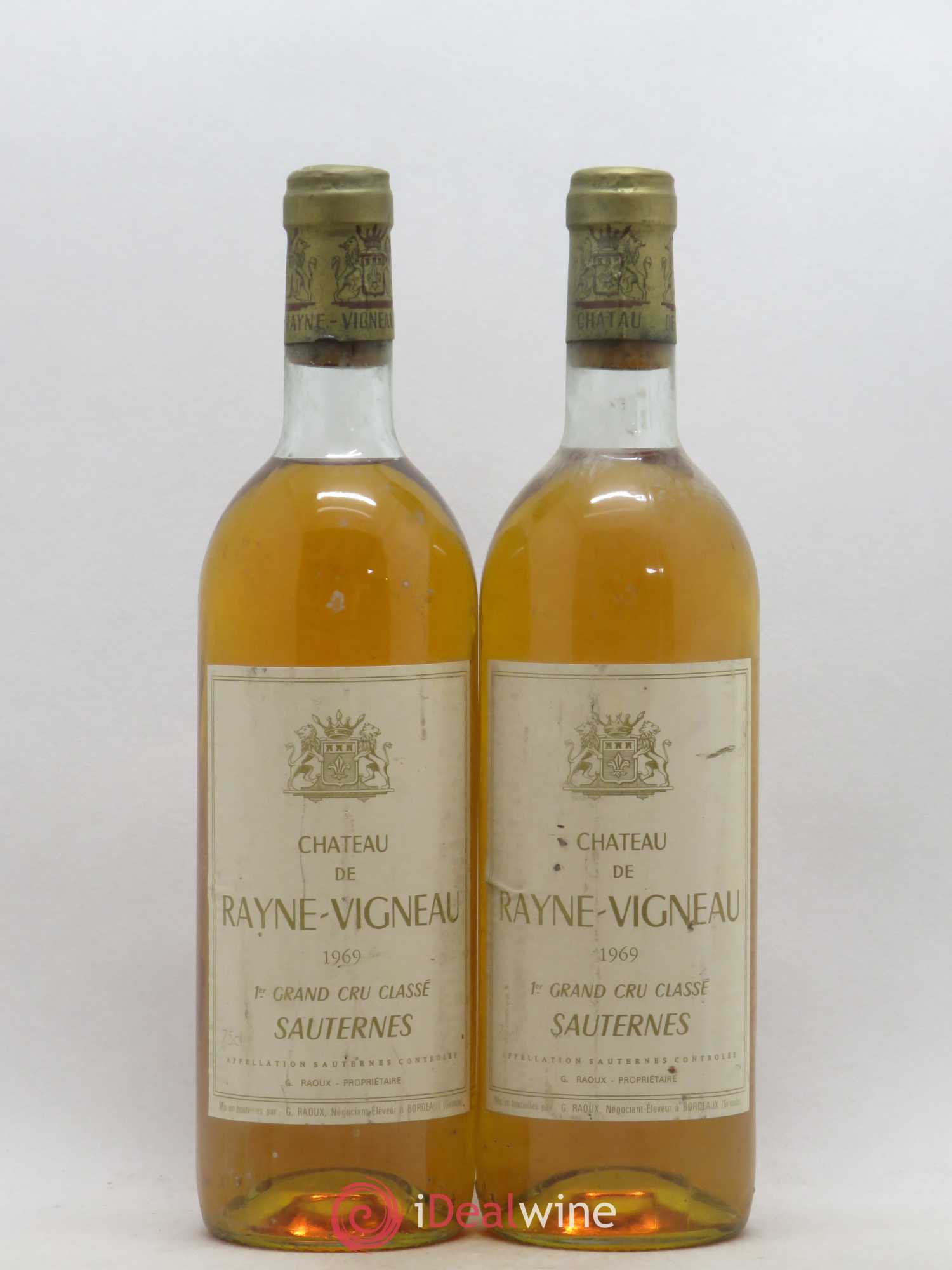 Château de Rayne Vigneau 1er Grand Cru Classé 1969 - Lotto di 2 bottiglie - 0