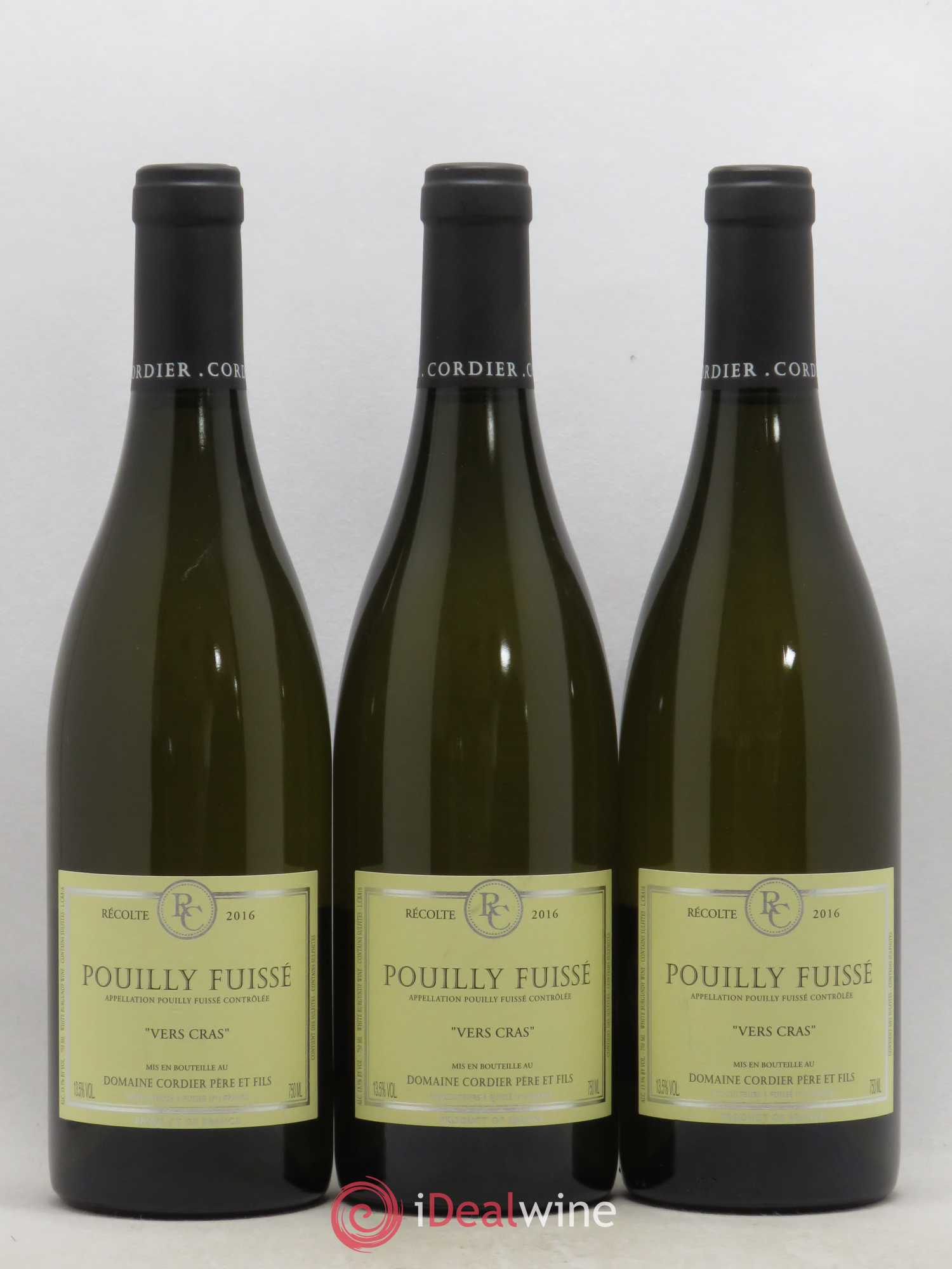 Pouilly-Fuissé Vers Cras Cordier 2016 - Posten von 3 Flaschen - 0