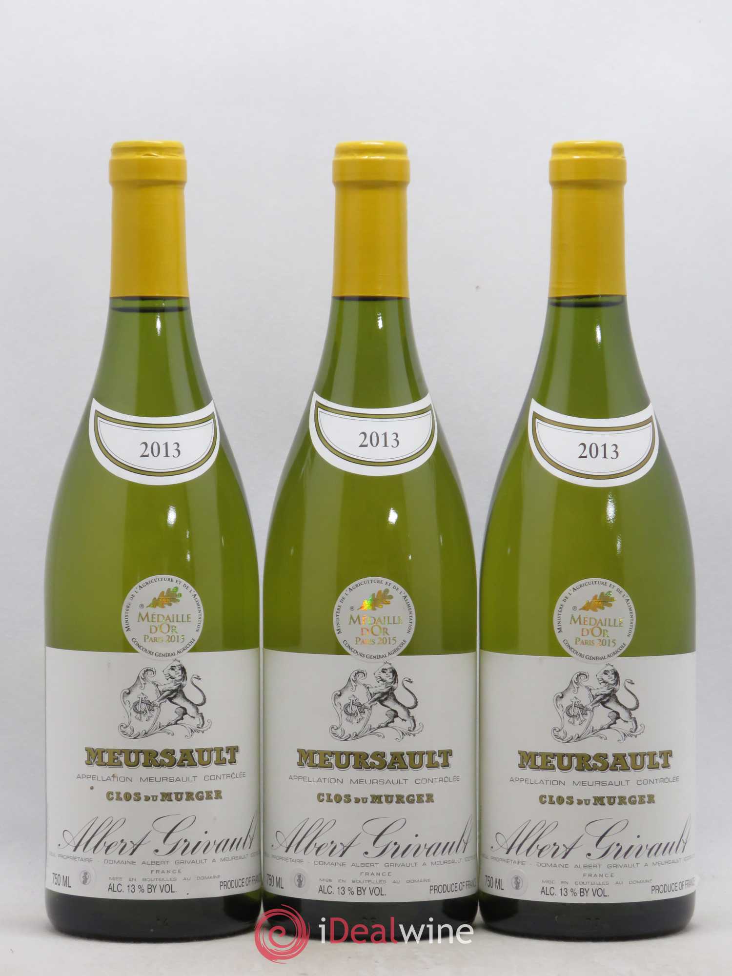 Meursault Clos du Murger Albert Grivault 2013 - Lot de 3 bouteilles - 0