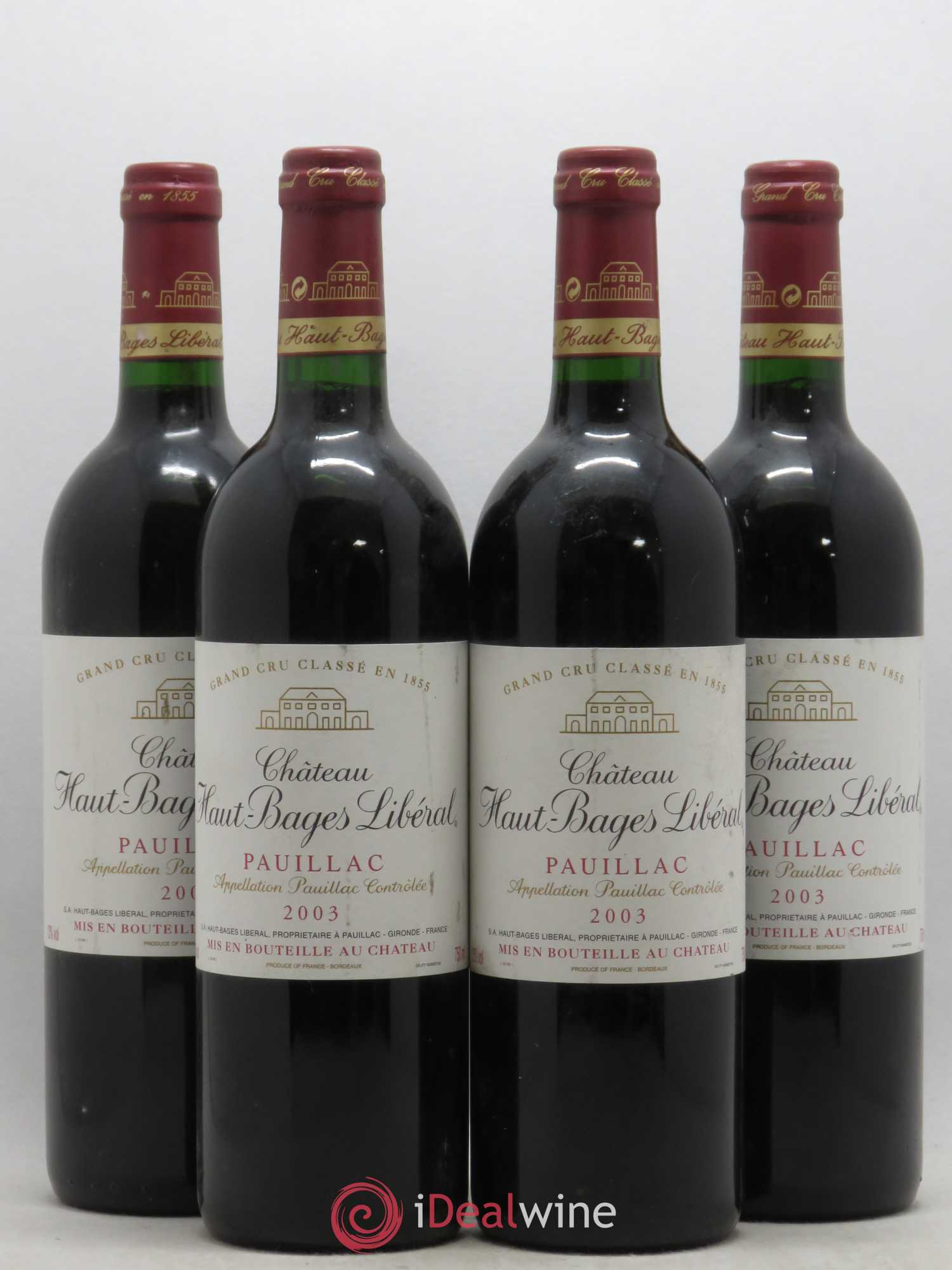Château Haut Bages Libéral 5ème Grand Cru Classé 2003 - Lot de 4 bouteilles - 0