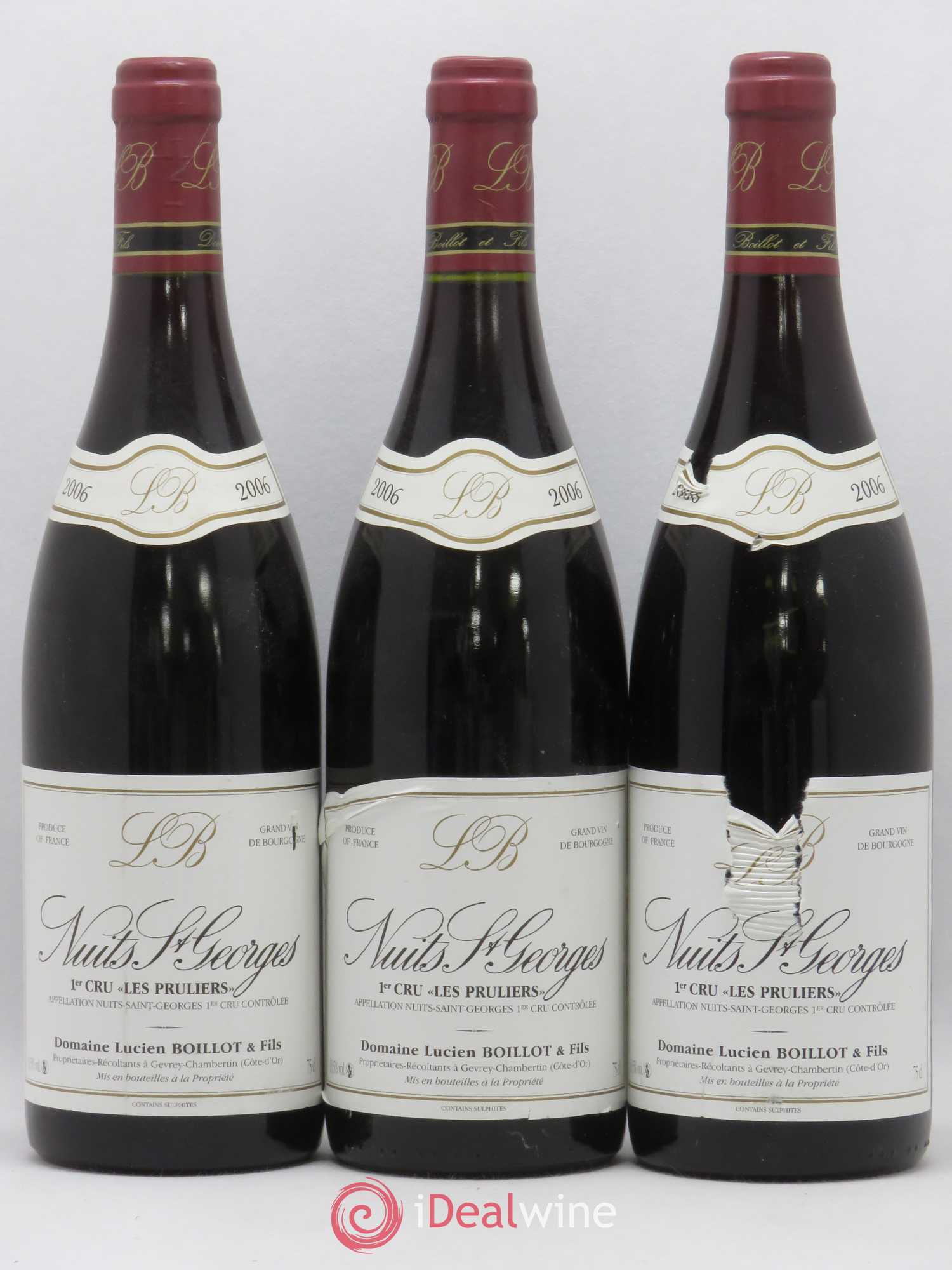 Nuits-Saint-Georges 1er Cru Les Pruliers Lucien Boillot & Fils (Domaine) 2006 - Lot de 3 bouteilles - 0