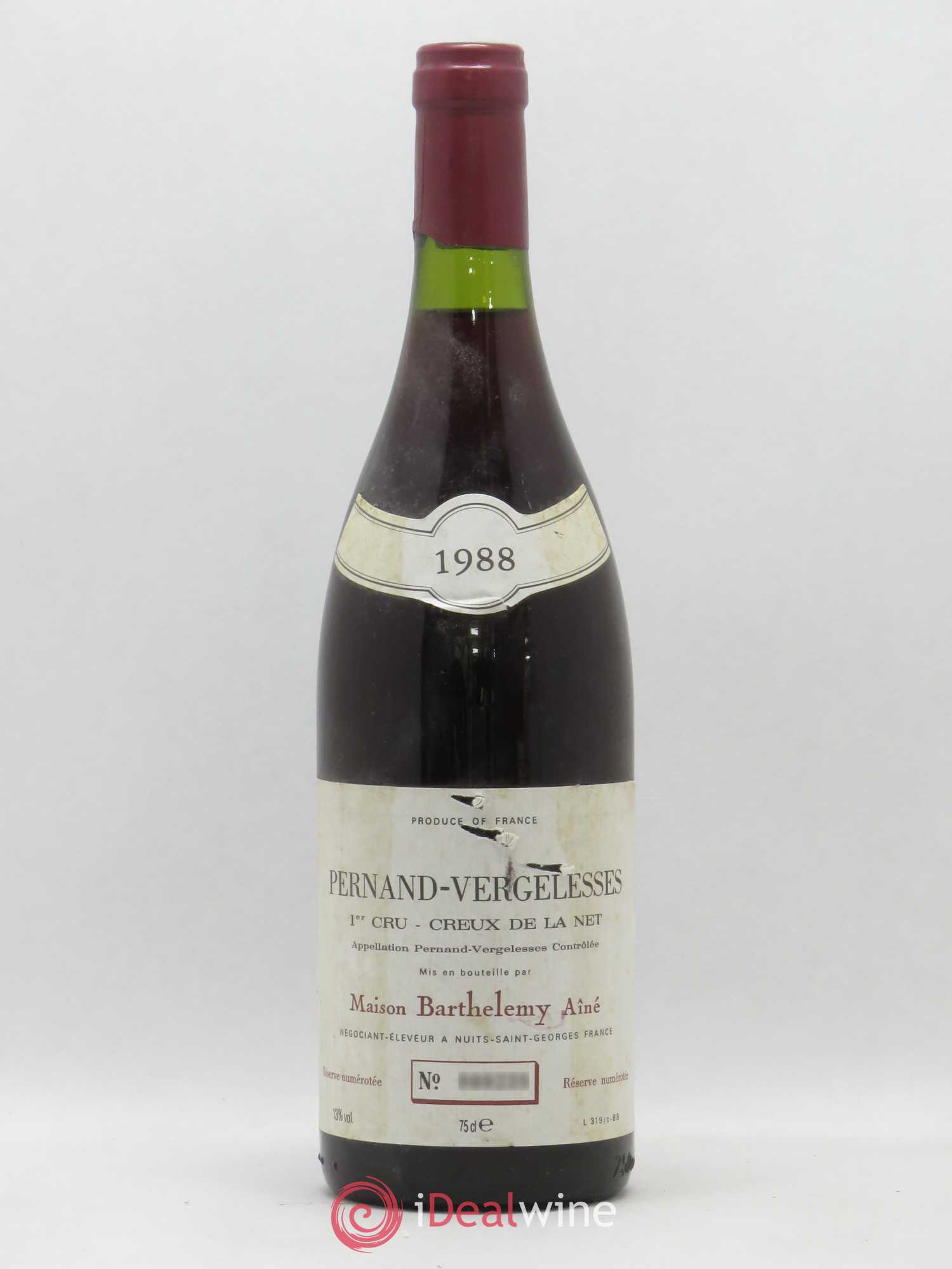 Pernand-Vergelesses 1er Cru Creux de La Net Maison Barthelemy Ainé 1988 - Posten von 1 Flasche - 0