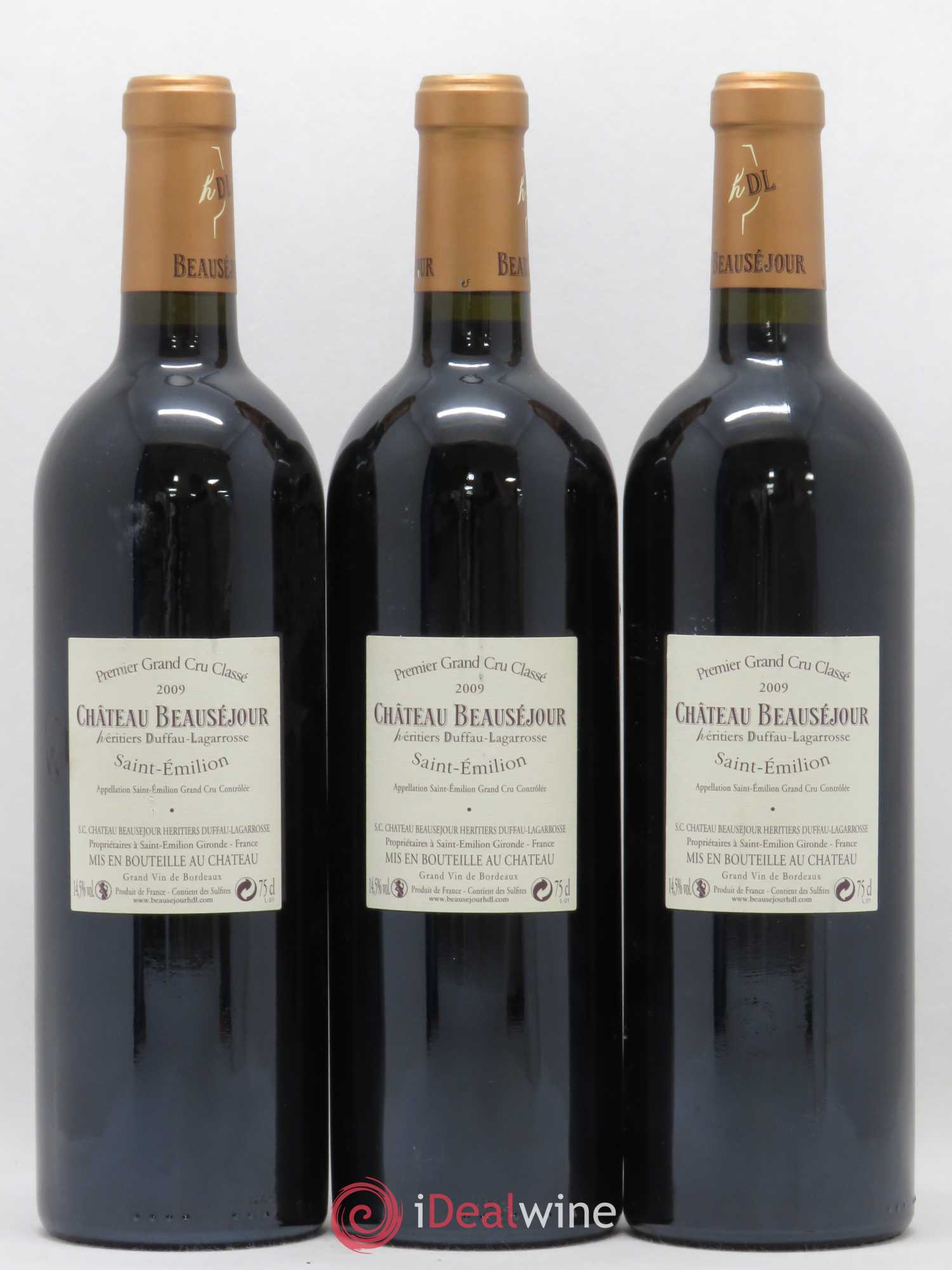 Château Beauséjour (Duffau-Lagarrosse) 1er Grand Cru Classé B 2009 - Lot de 3 bouteilles - 1
