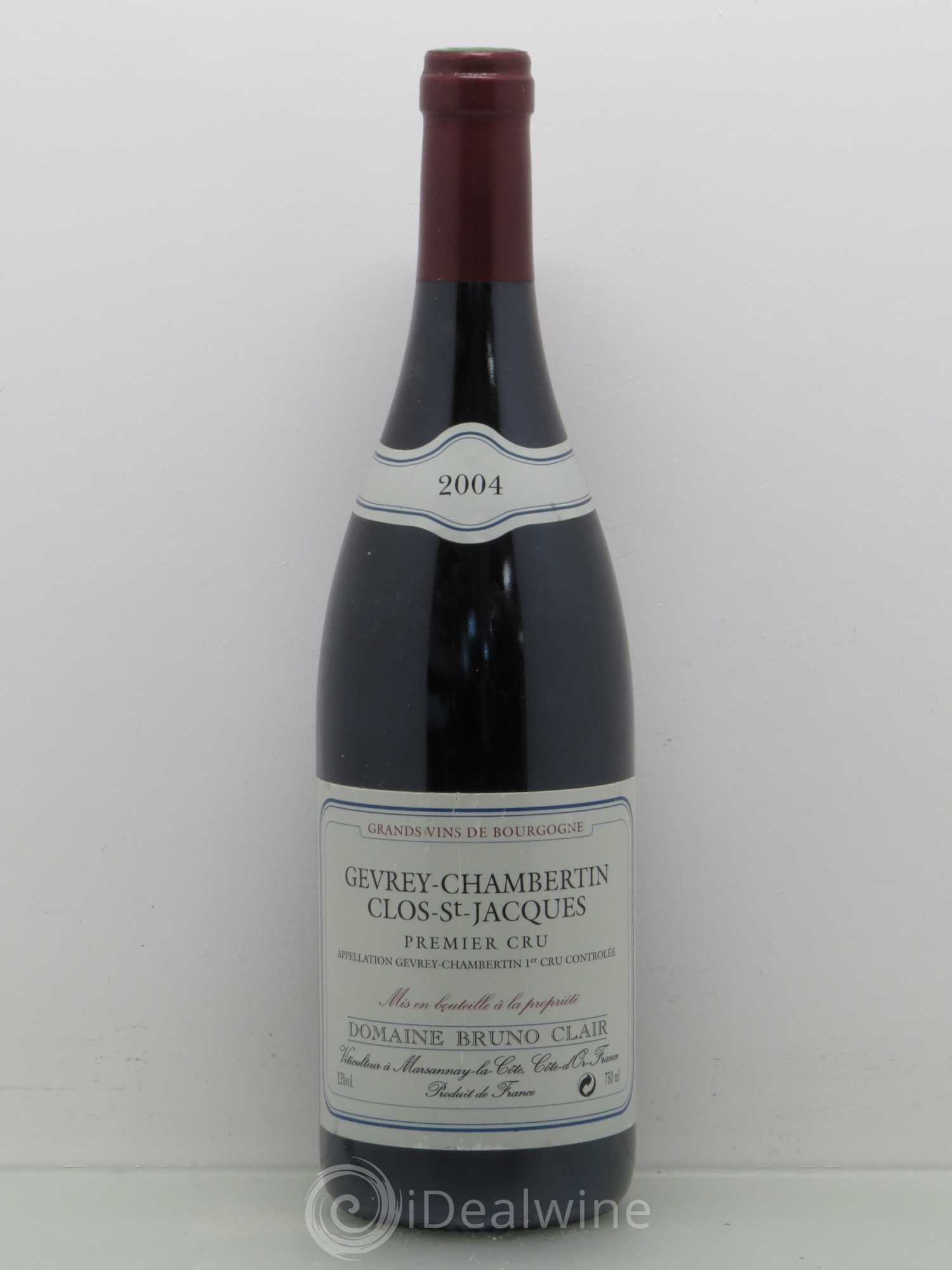 Gevrey-Chambertin 1er Cru Clos Saint-Jacques Bruno Clair (Domaine) 2004 - Lot de 1 bouteille - 0