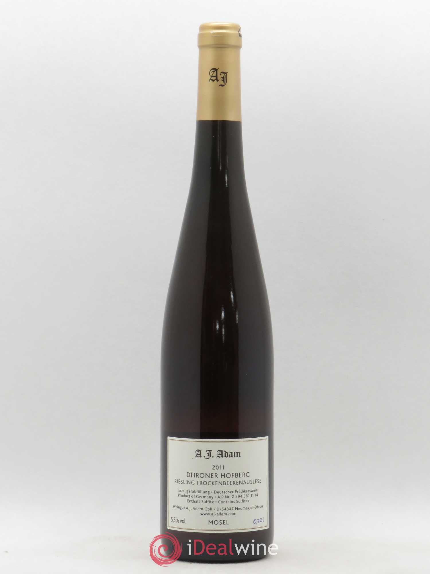 Riesling Dhroner Hofberg Trockenbeerenauslese Weingut A. J. Adam 2011 - Posten von 1 Flasche - 1
