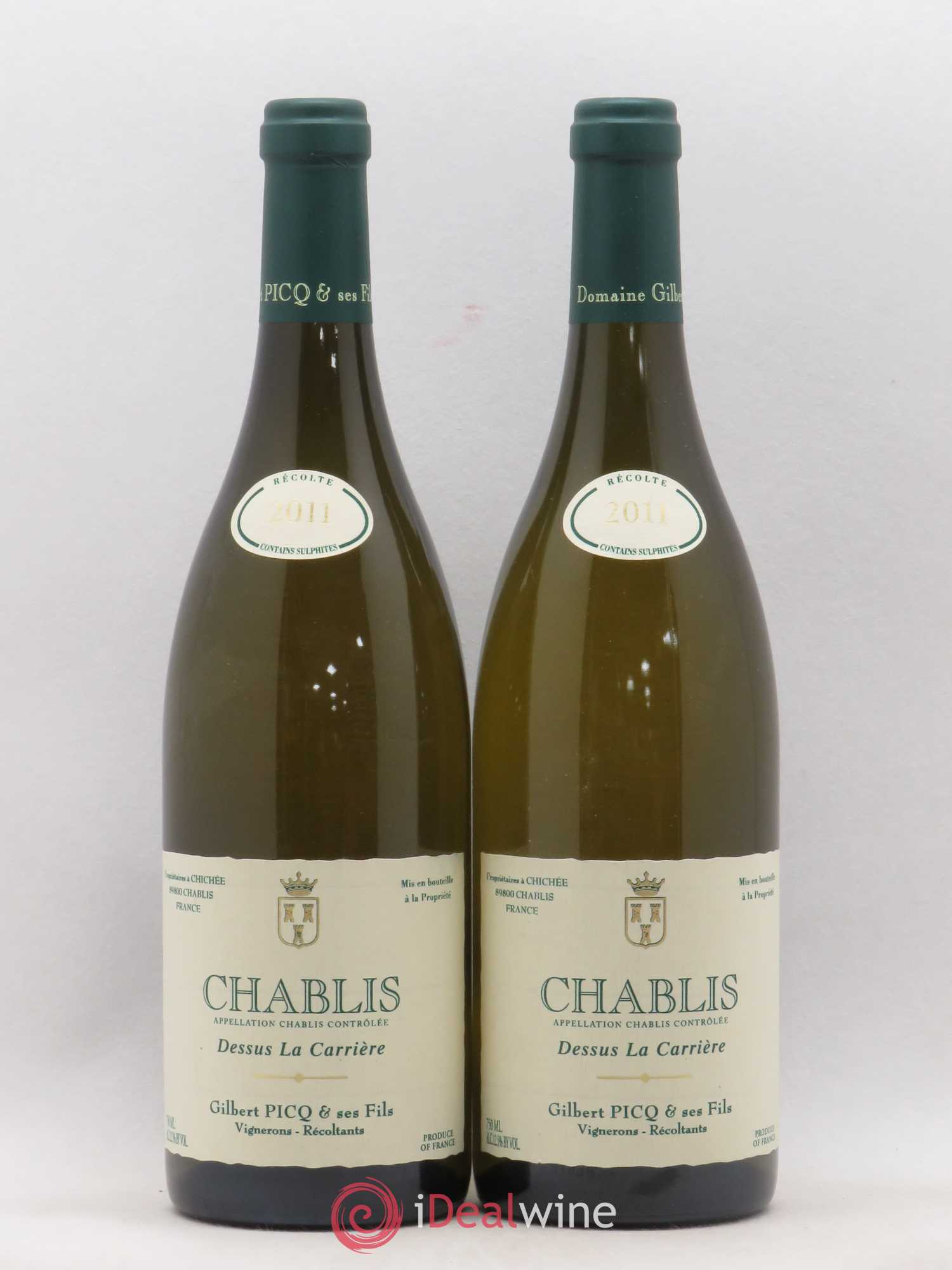 Chablis Gilbert Picq et Fils Dessus la Carriere 2011 - Posten von 2 Flaschen - 0
