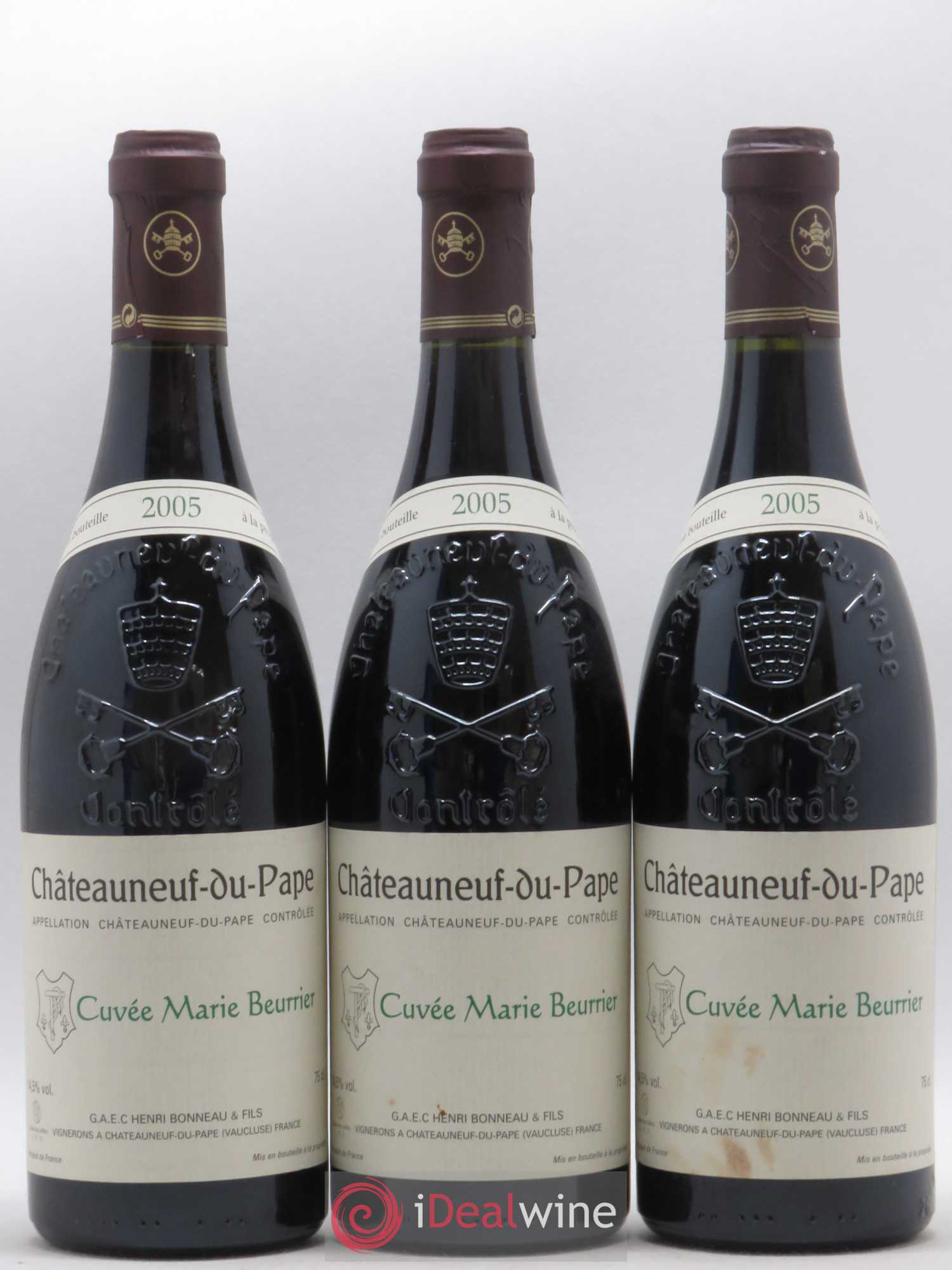 Châteauneuf-du-Pape Marie Beurrier Henri Bonneau & Fils 2005 - Lot de 3 bouteilles - 0