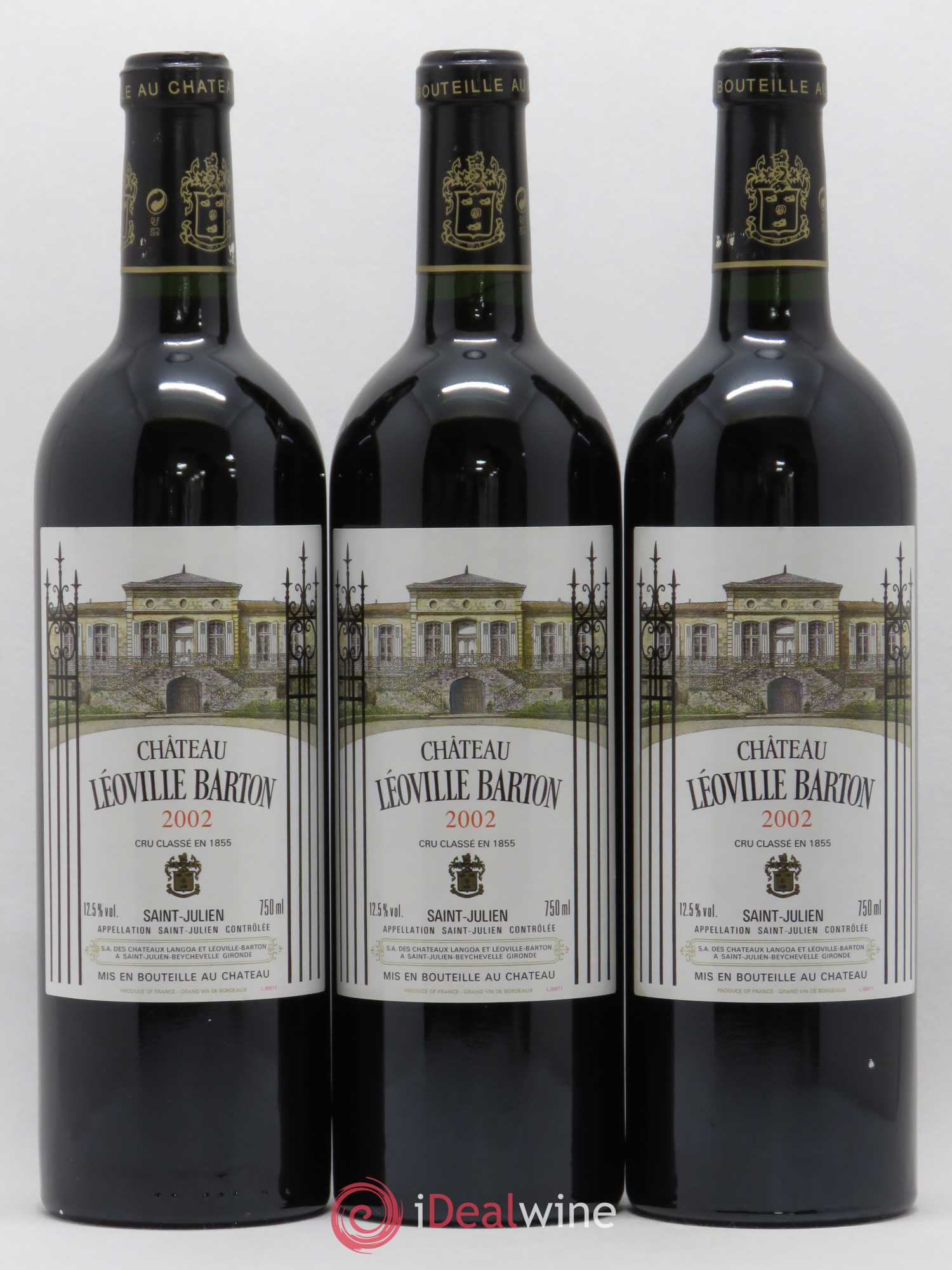 Château Léoville Barton 2ème Grand Cru Classé 2002 - Lot de 3 bouteilles - 0