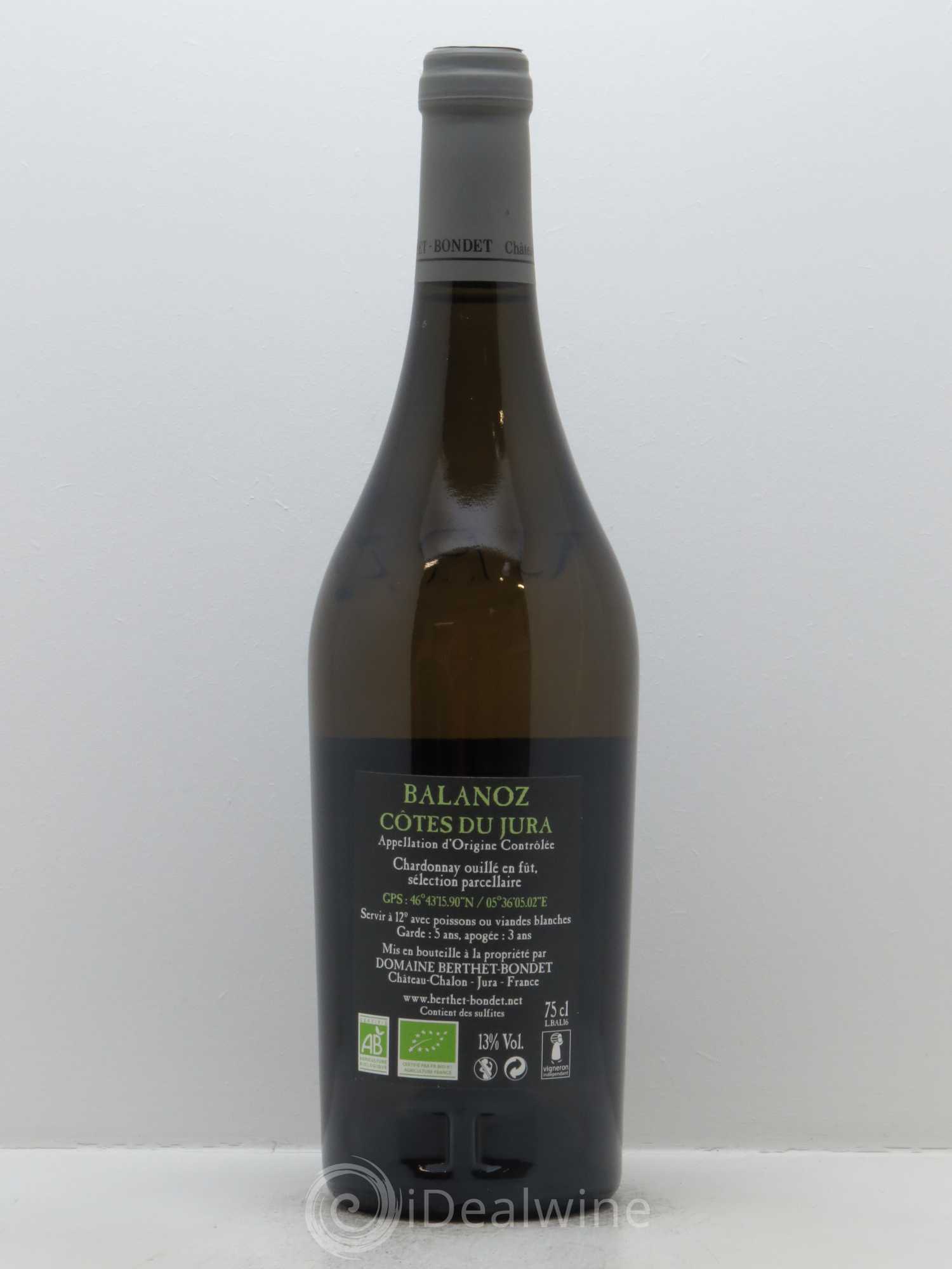 Côtes du Jura Balanoz Berthet-Bondet 2016 - Lot de 1 bouteille - 1