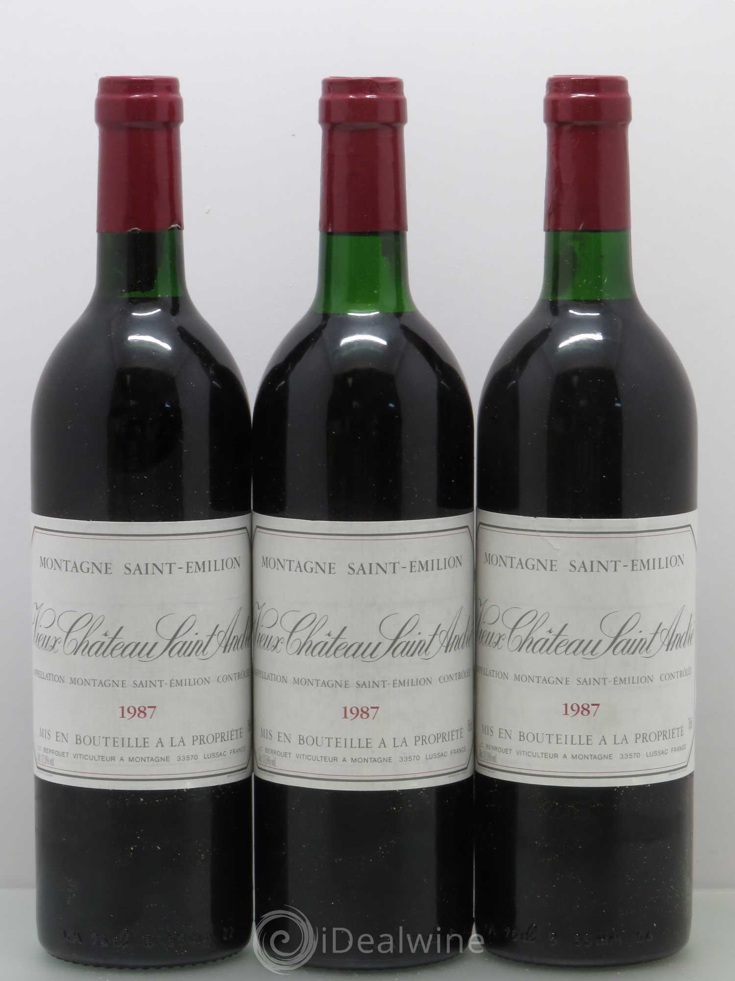 Bordeaux Vieux Château Saint André - Montagne St Emilion 1987 - Posten von 6 Flaschen - 2
