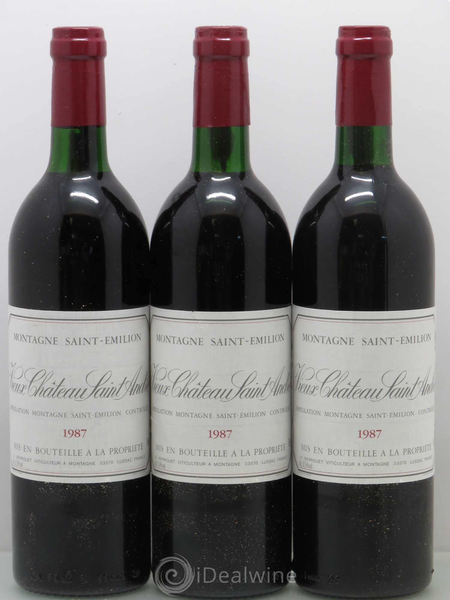 Bordeaux Vieux Château Saint André - Montagne St Emilion 1987 - Posten von 6 Flaschen - 2