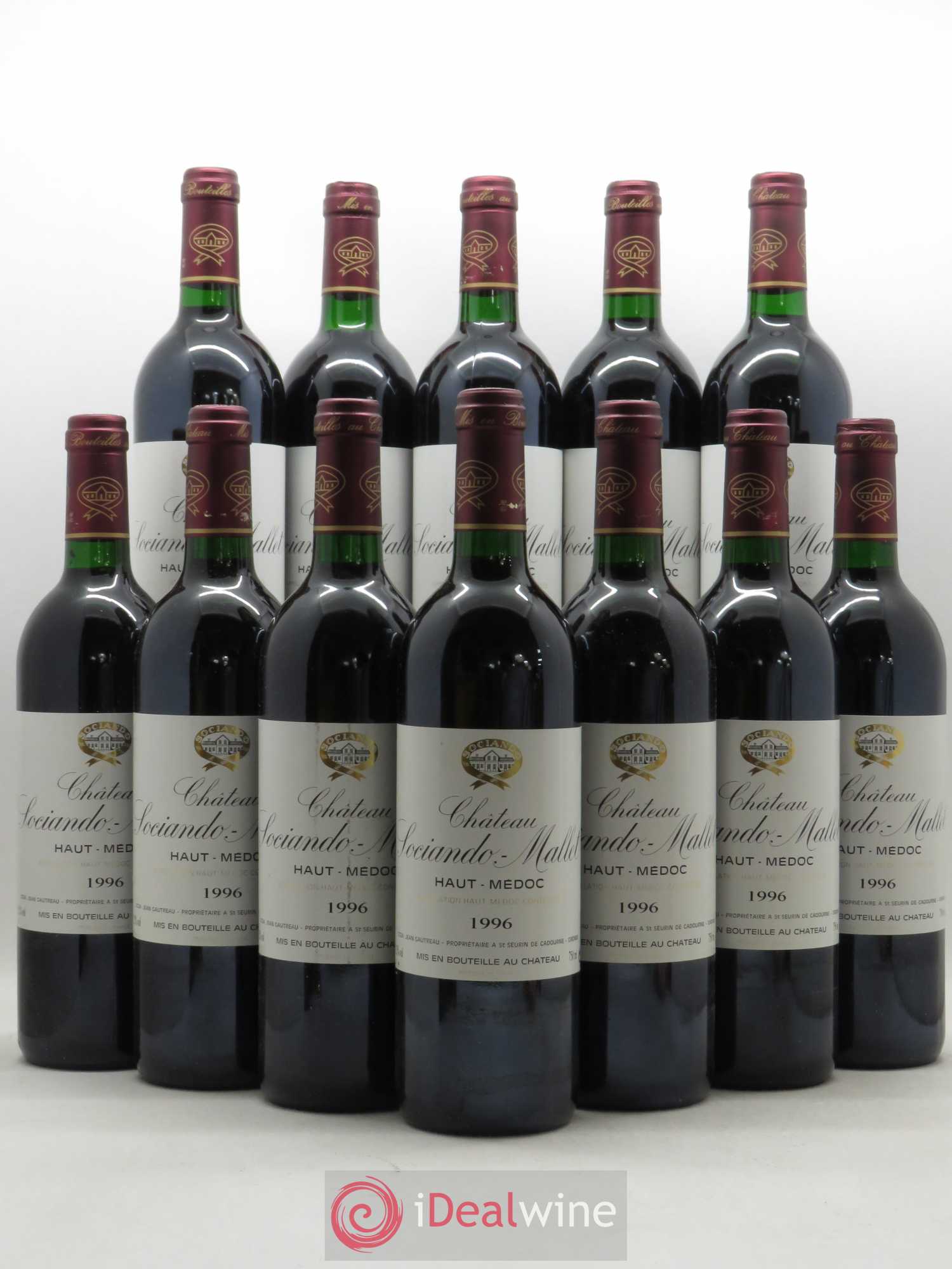 Château Sociando Mallet 1996 - Lot de 12 bouteilles - 0