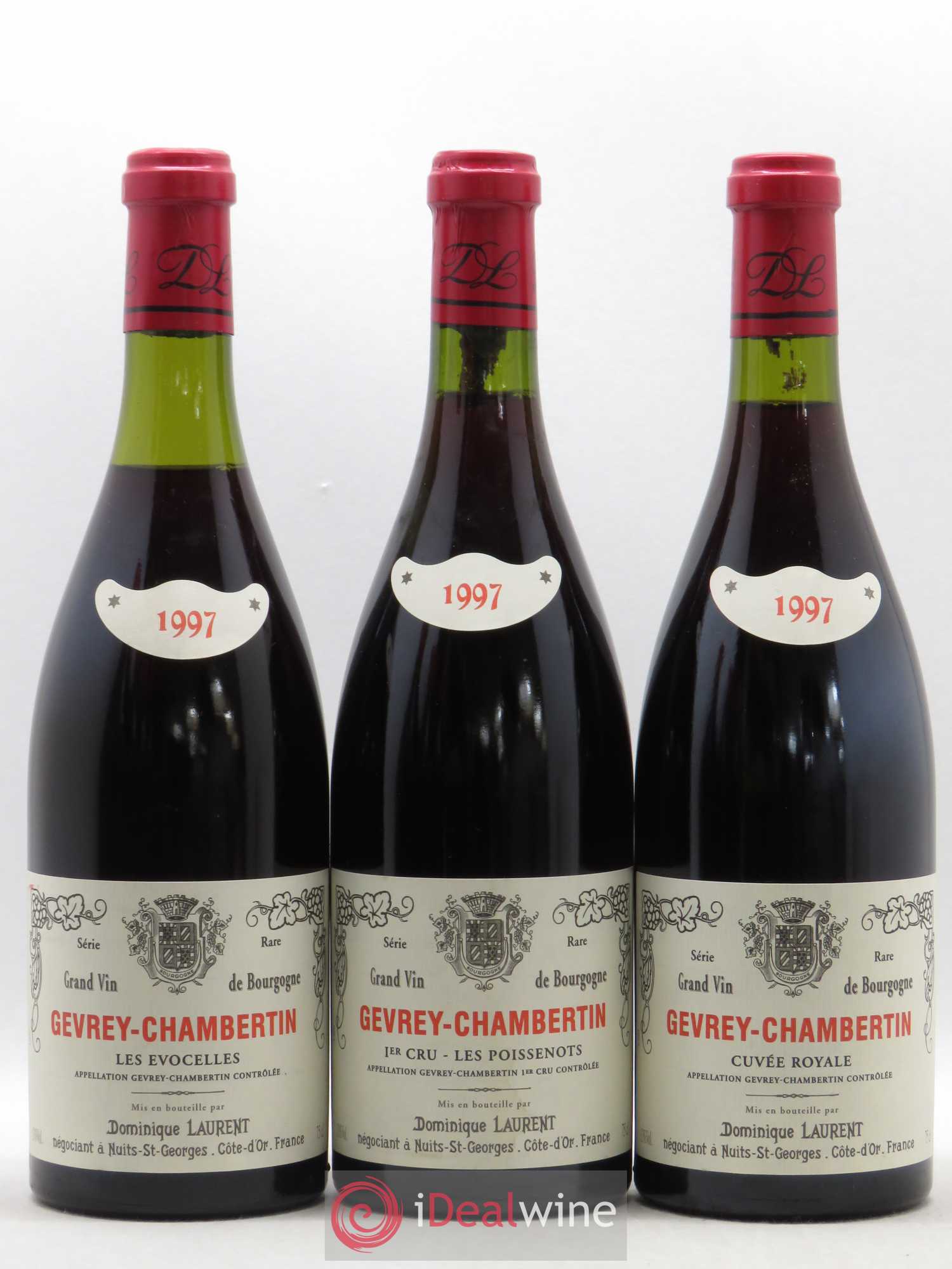 Caisse panachée Gevrey Chambertin Serie Rare Dominique Laurent Cuvée Royale - 1er Cru Craipillot - Les Evocelles - 1er Cru Lavaux Saint Jacques - 1er Cru Estournelles Saint Jacques - 1er Cru Les Poissenots 1997 - Posten von 1 Flasche - 2