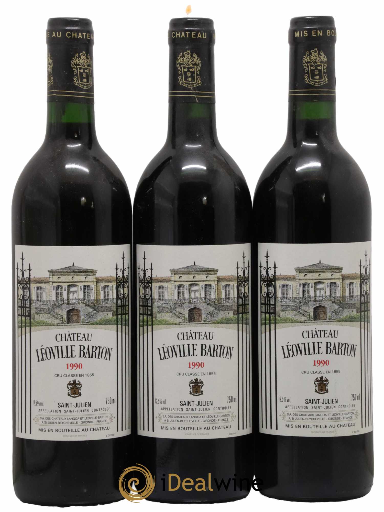 Château Léoville Barton 2ème Grand Cru Classé 1990 - Lot de 3 bouteilles - 0