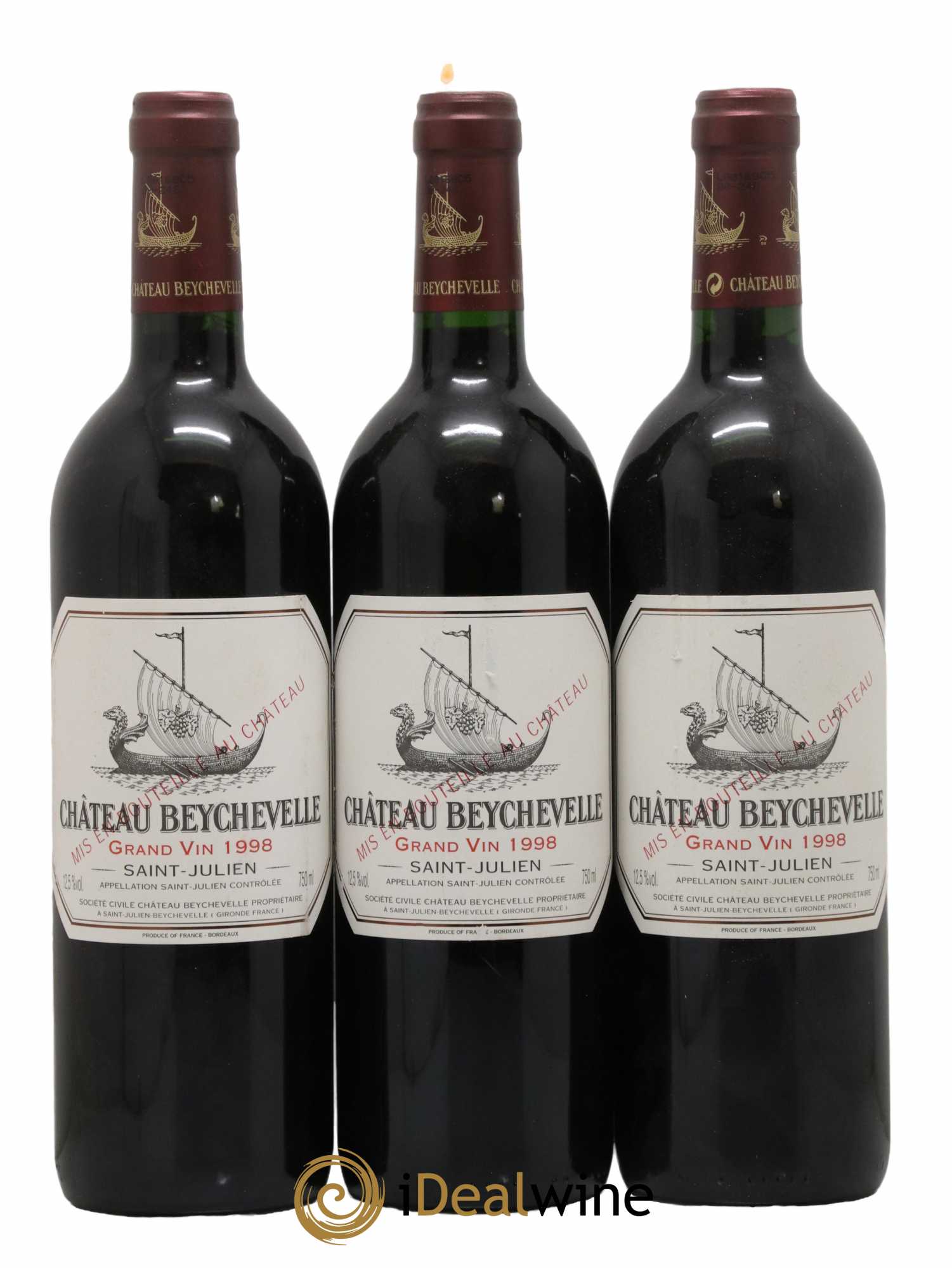 Château Beychevelle 4ème Grand Cru Classé 1998 - Lot de 3 bouteilles - 0