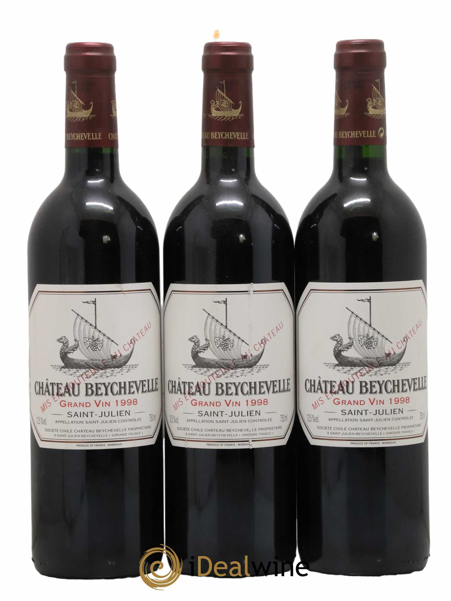 Château Beychevelle 4ème Grand Cru Classé 1998 - Lot de 3 bouteilles - 0