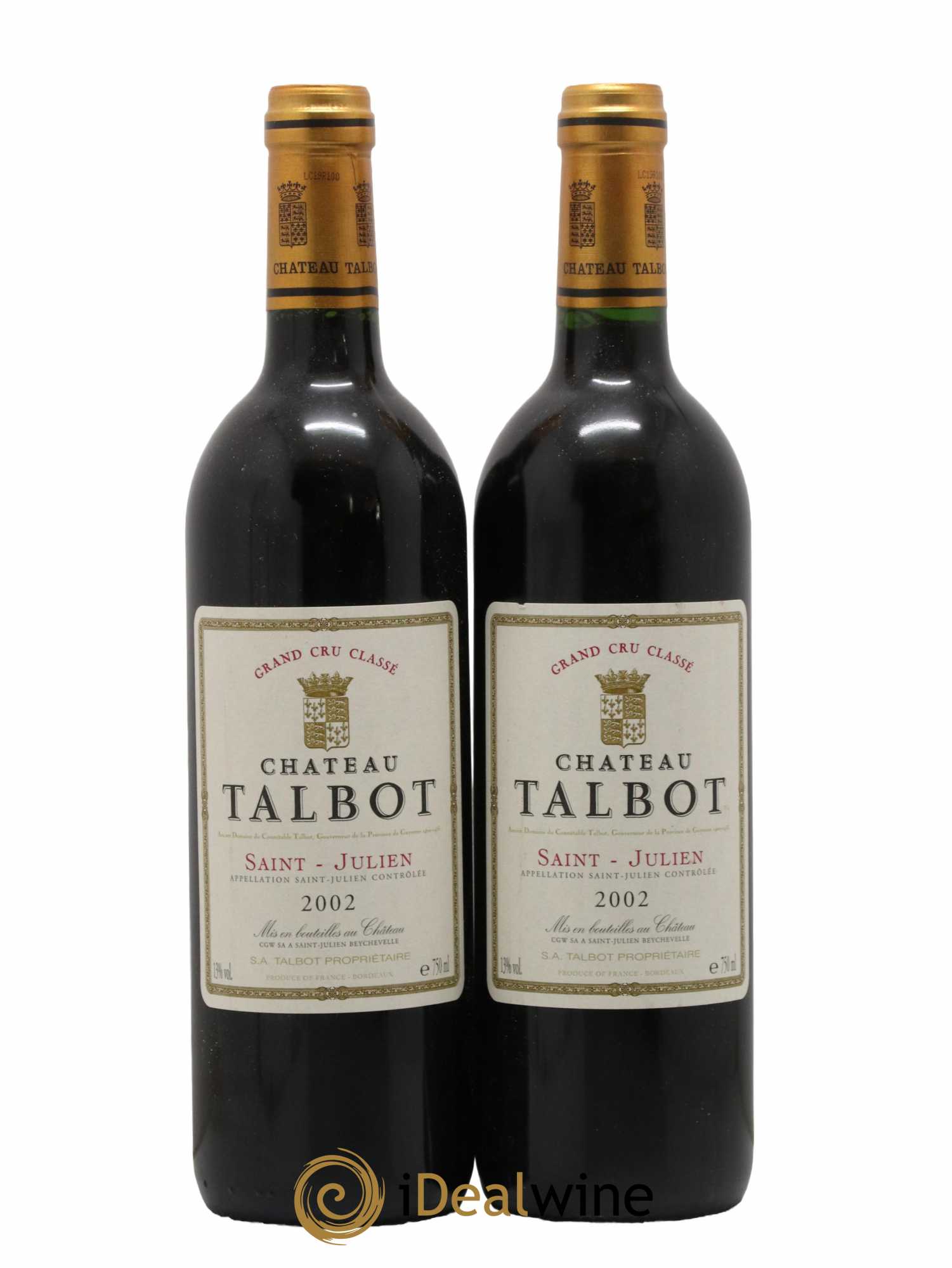 Château Talbot 4ème Grand Cru Classé 2002 - Lot de 2 bouteilles - 0