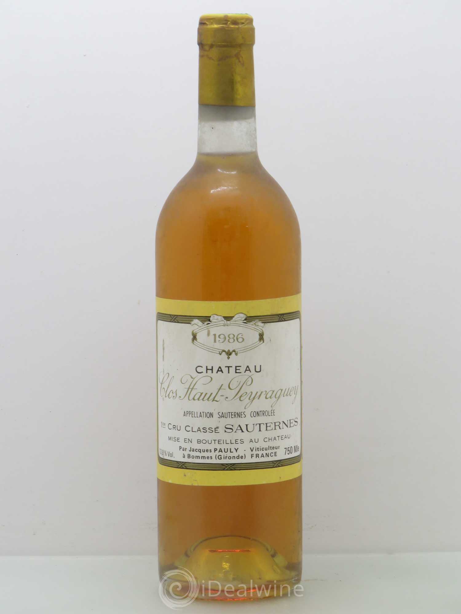 Clos Haut-Peyraguey 1er Grand Cru Classé 1986 - Lotto di 1 bottiglia - 0