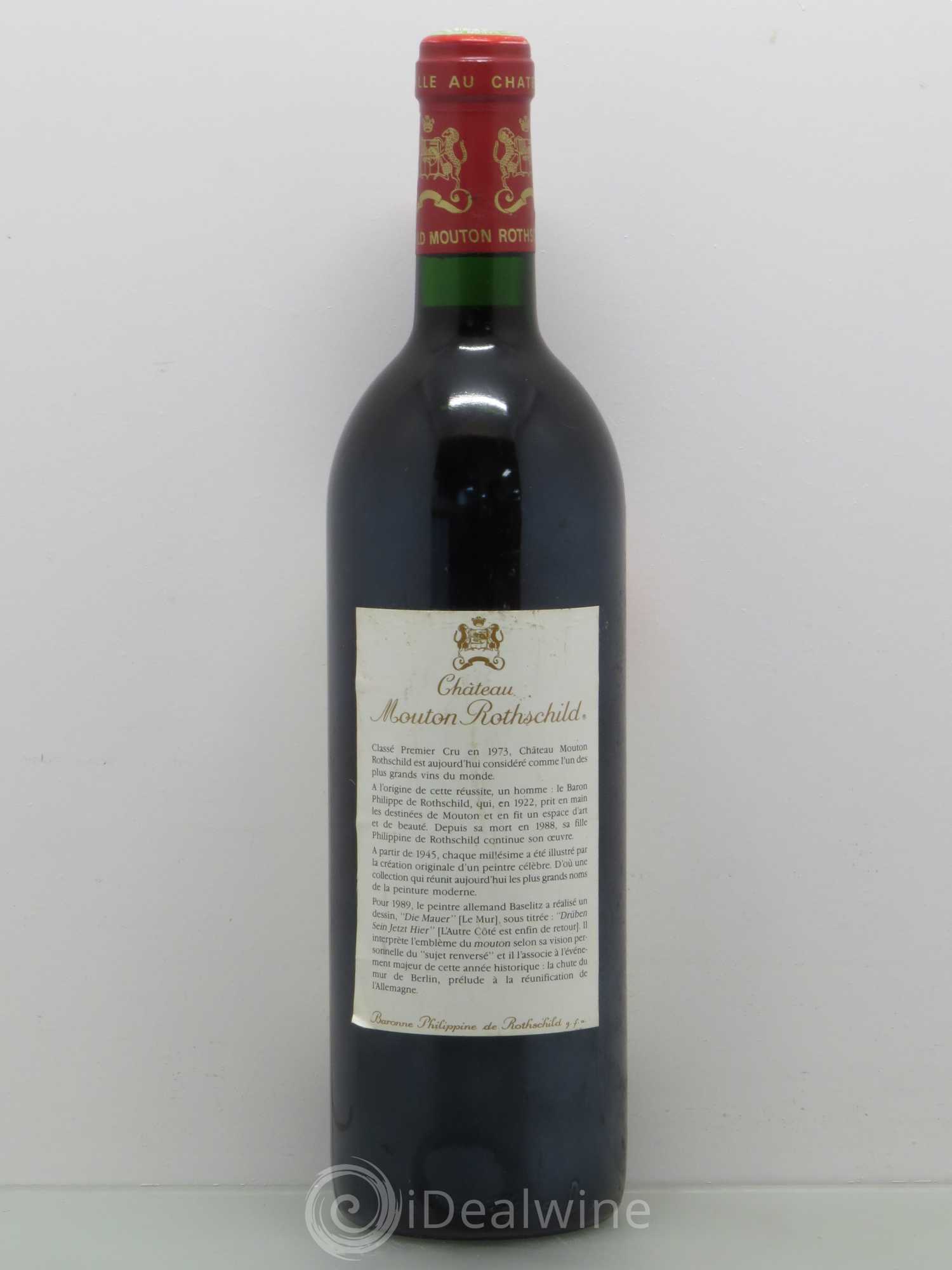 Château Mouton Rothschild 1er Grand Cru Classé 1989 - Lot de 1 bouteille - 1