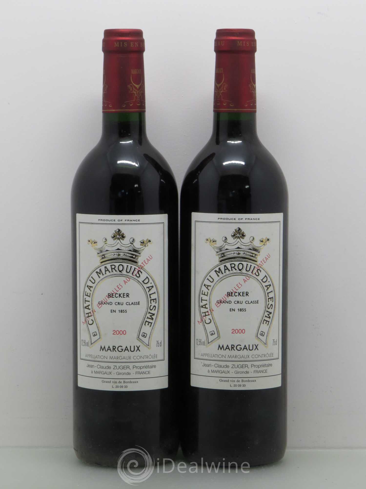 Château Marquis d'Alesme 2000 - Lot de 2 bouteilles - 0