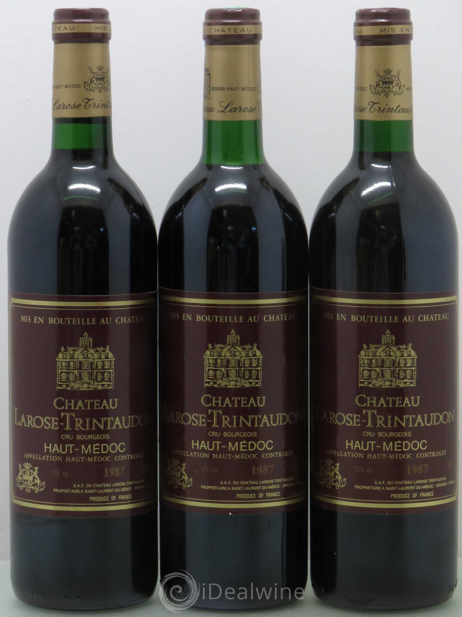 Château Larose Trintaudon Cru Bourgeois 1987 - Lot de 3 bouteilles - 0