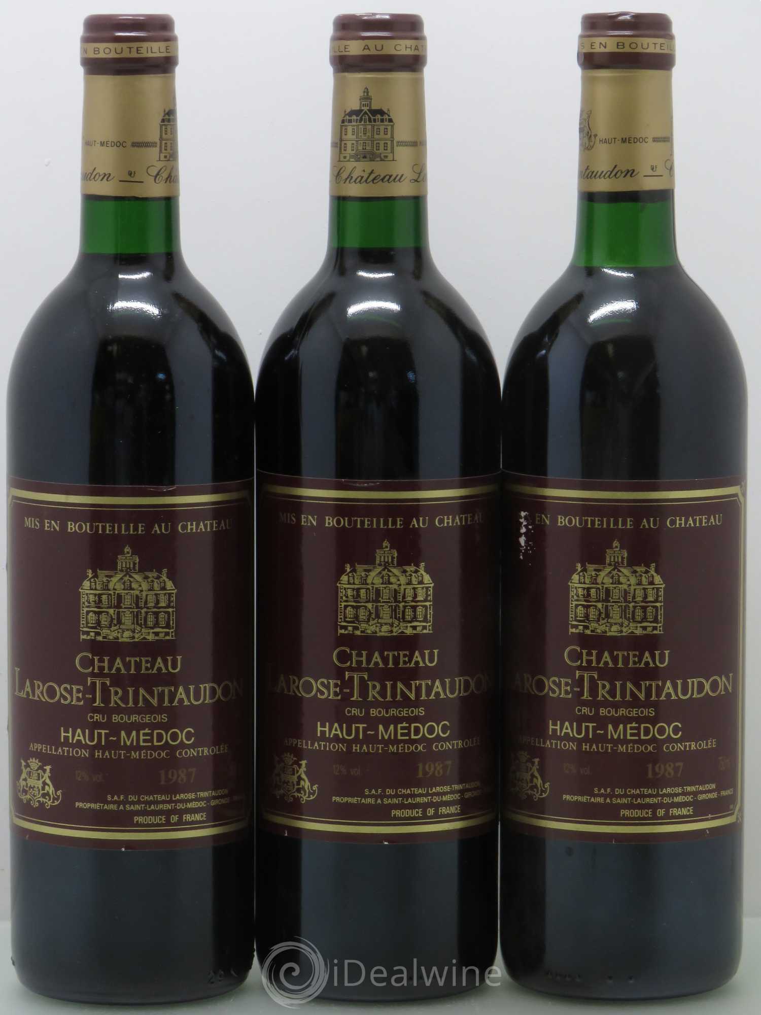 Château Larose Trintaudon Cru Bourgeois 1987 - Lot de 3 bouteilles - 0