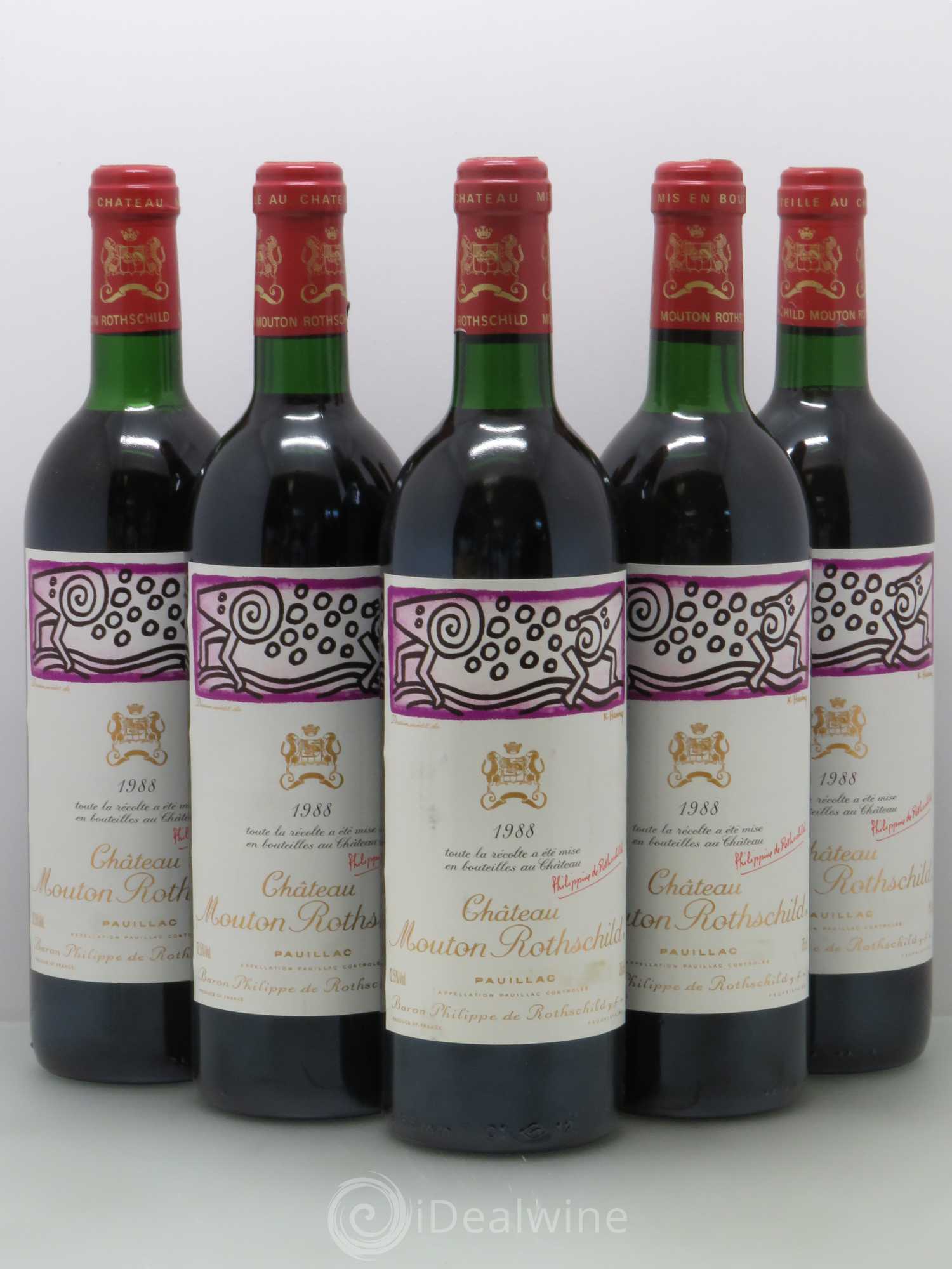Château Mouton Rothschild 1er Grand Cru Classé 1988 - Lot de 5 bouteilles - 0
