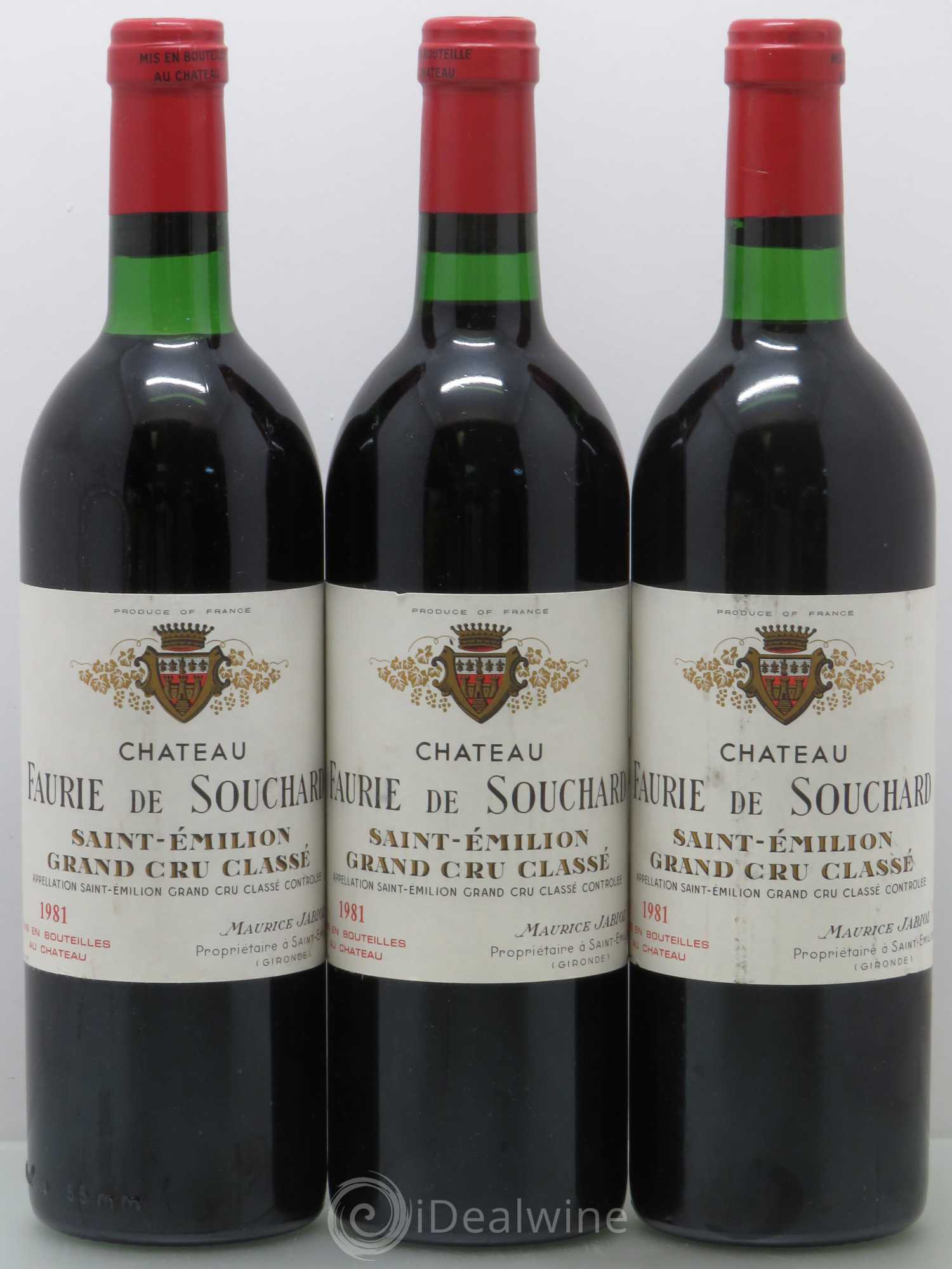 Château Faurie de Souchard Grand Cru Classé 1981 - Lot de 3 bouteilles - 0