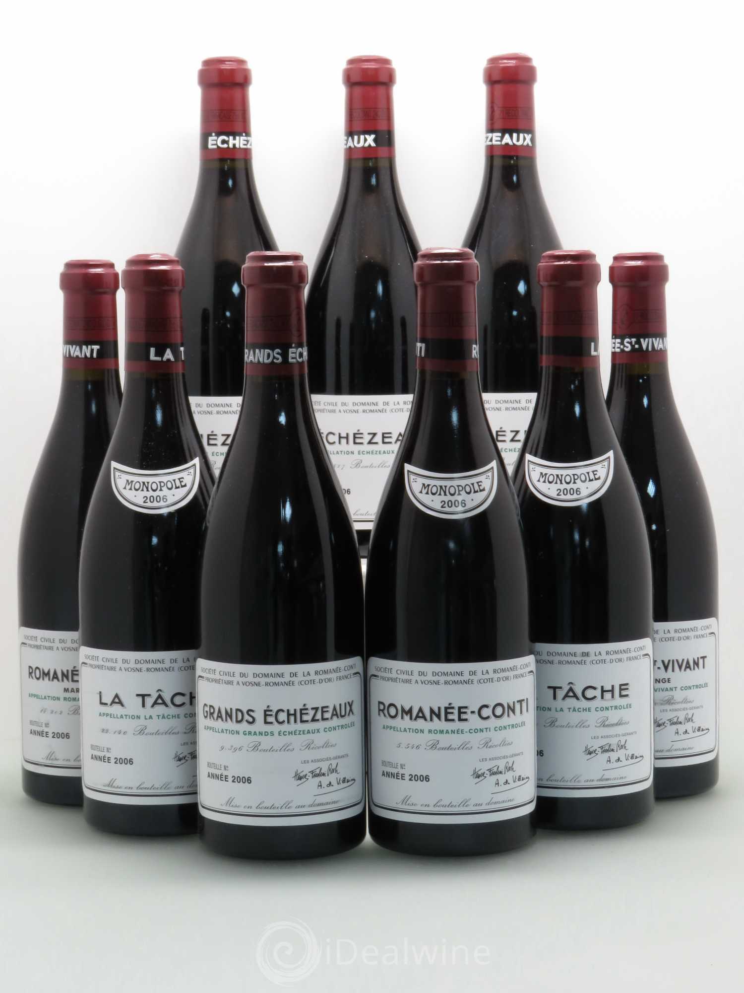Assortiment 2006 Domaine de la Romanée-Conti (1 Romanée-Conti, 2 La Tâche, 2 Romanée Saint-Vivant, 1 Grands-Echézeaux, 3 Echézeaux) 2006 - Posten von 9 Flaschen - 0