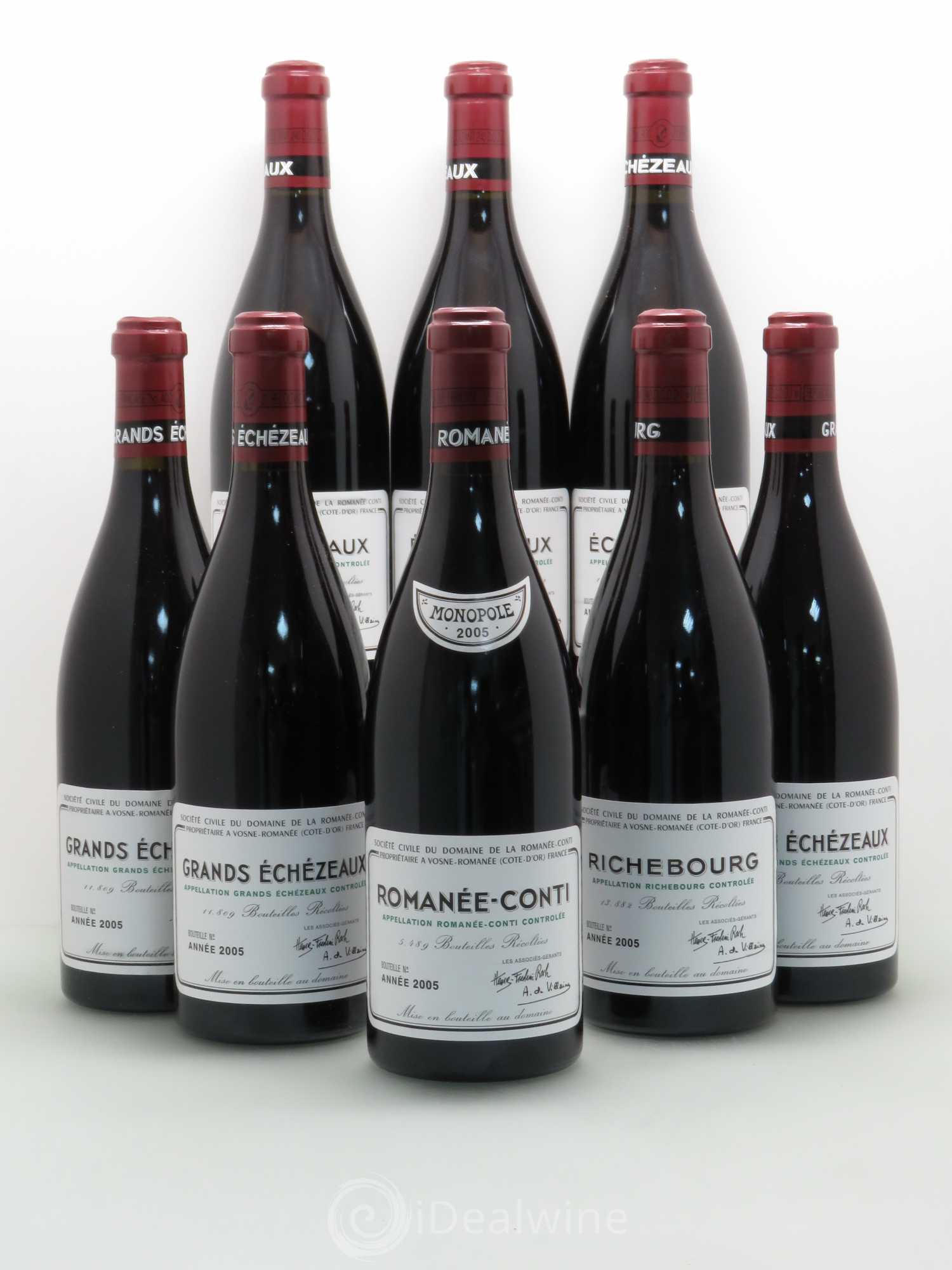 Bourgogne Assortiment 2005 du Domaine de la Romanée-Conti (1 Romanée-Conti, 1 Richebourg, 3 Grands-Echézeaux, 3 Echézeaux) 2005 - Posten von 8 Flaschen - 0