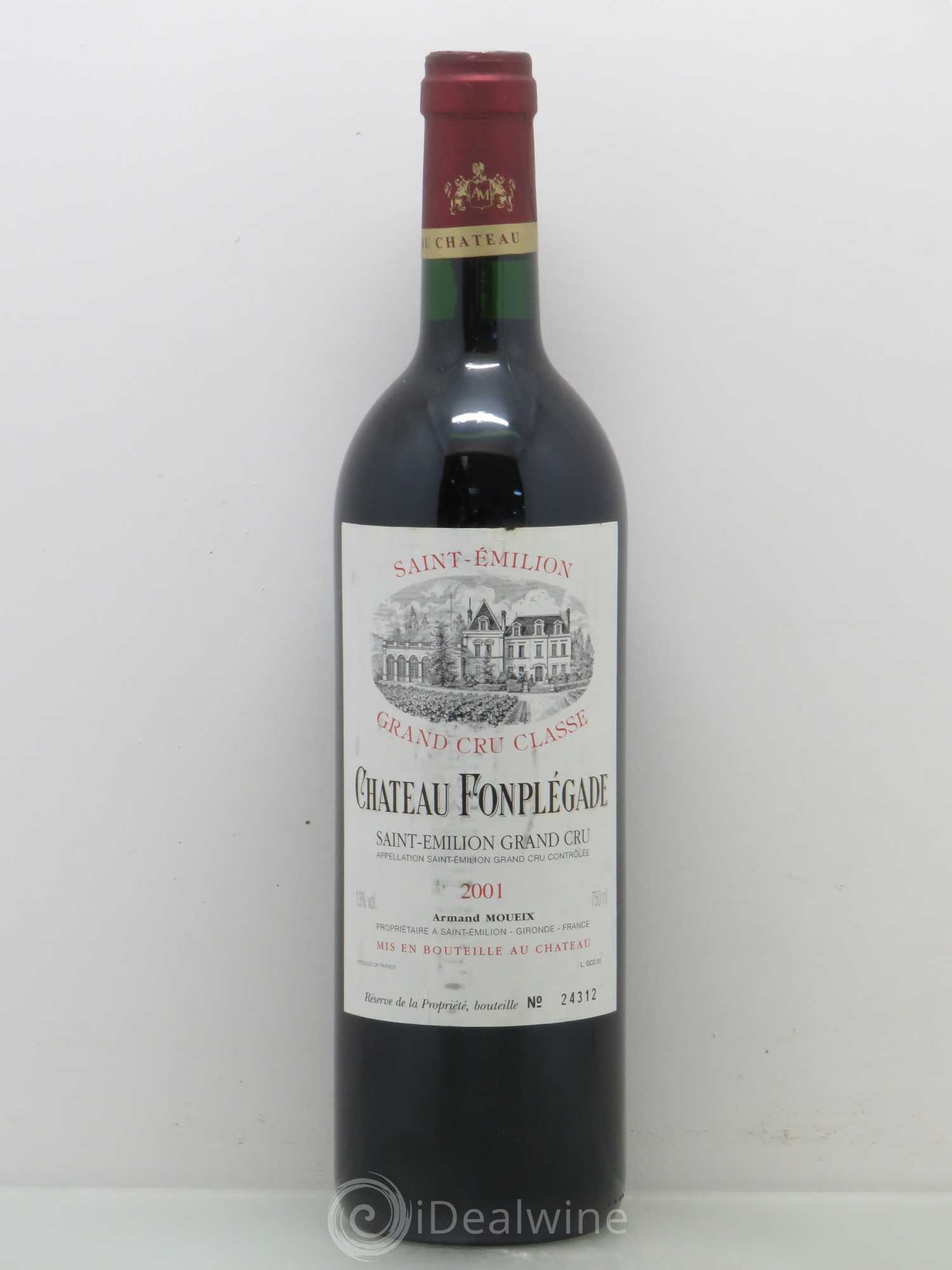 Château Fonplegade Grand Cru Classé 2001 - Lot de 1 bouteille - 0