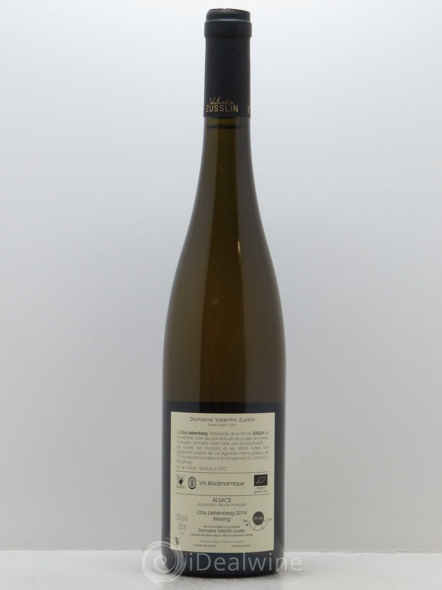 Alsace Riesling Clos Liebenberg Valentin Zusslin (Domaine) 2014 - Lot de 1 bouteille - 1