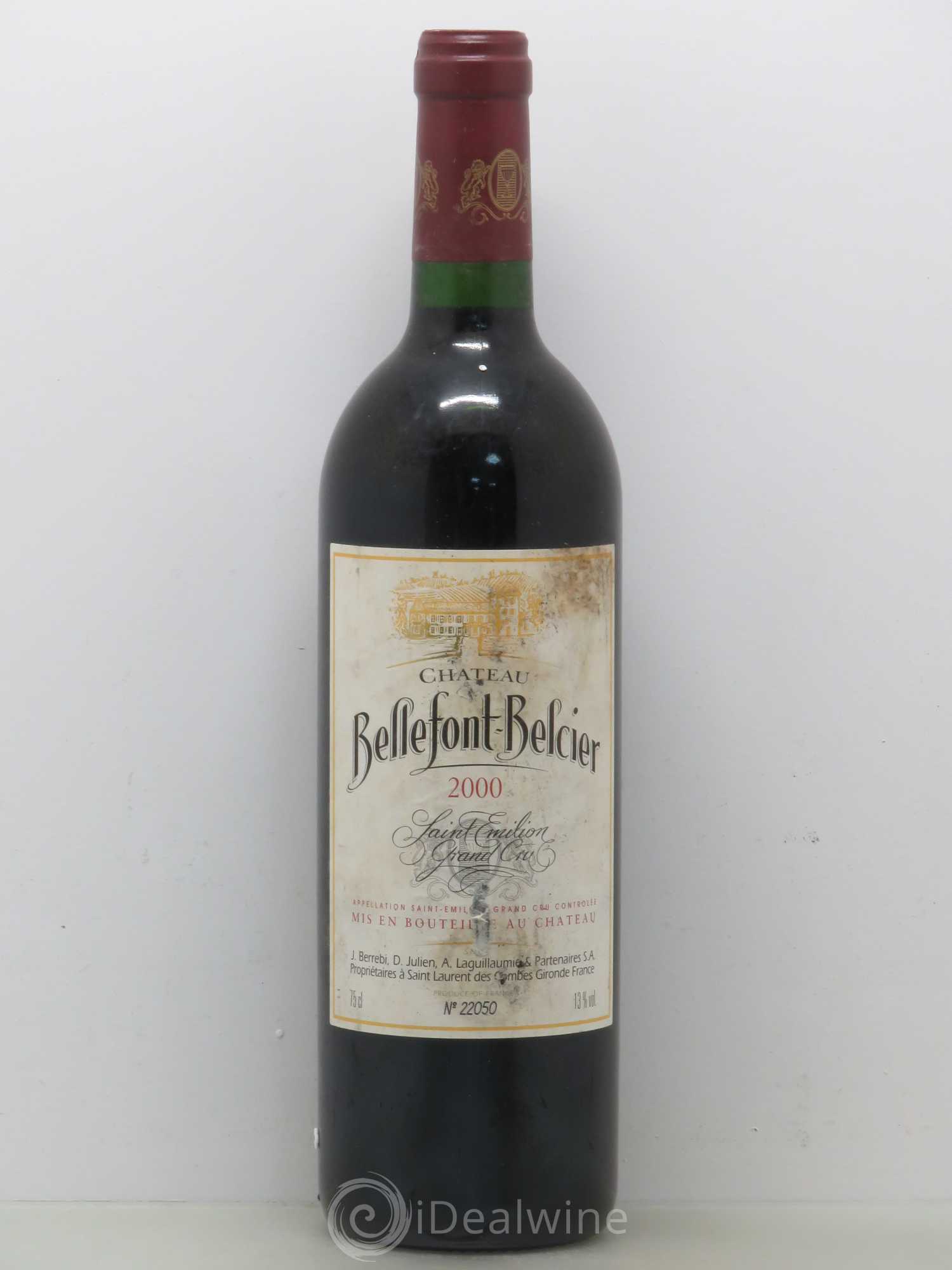 Château Bellefont-Belcier Grand Cru Classé 2000 - Lot de 1 bouteille - 0