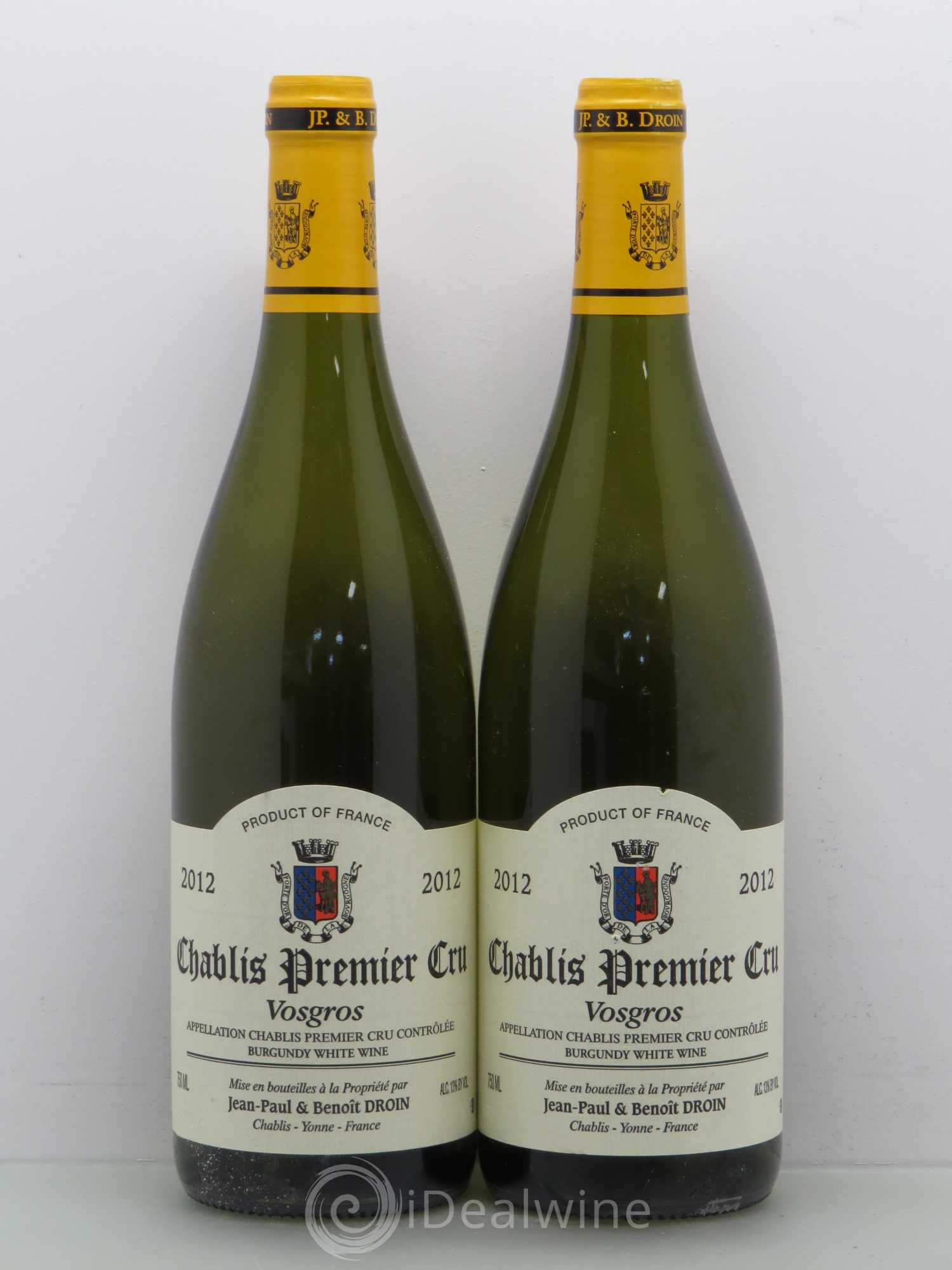 Chablis 1er Cru Vosgros Jean Paul Et Benoît Droin 2012 - Posten von 2 Flaschen - 0