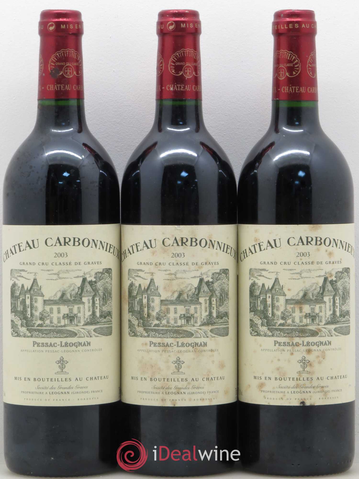 Château Carbonnieux Cru Classé de Graves 2003 - Lot de 3 bouteilles - 0