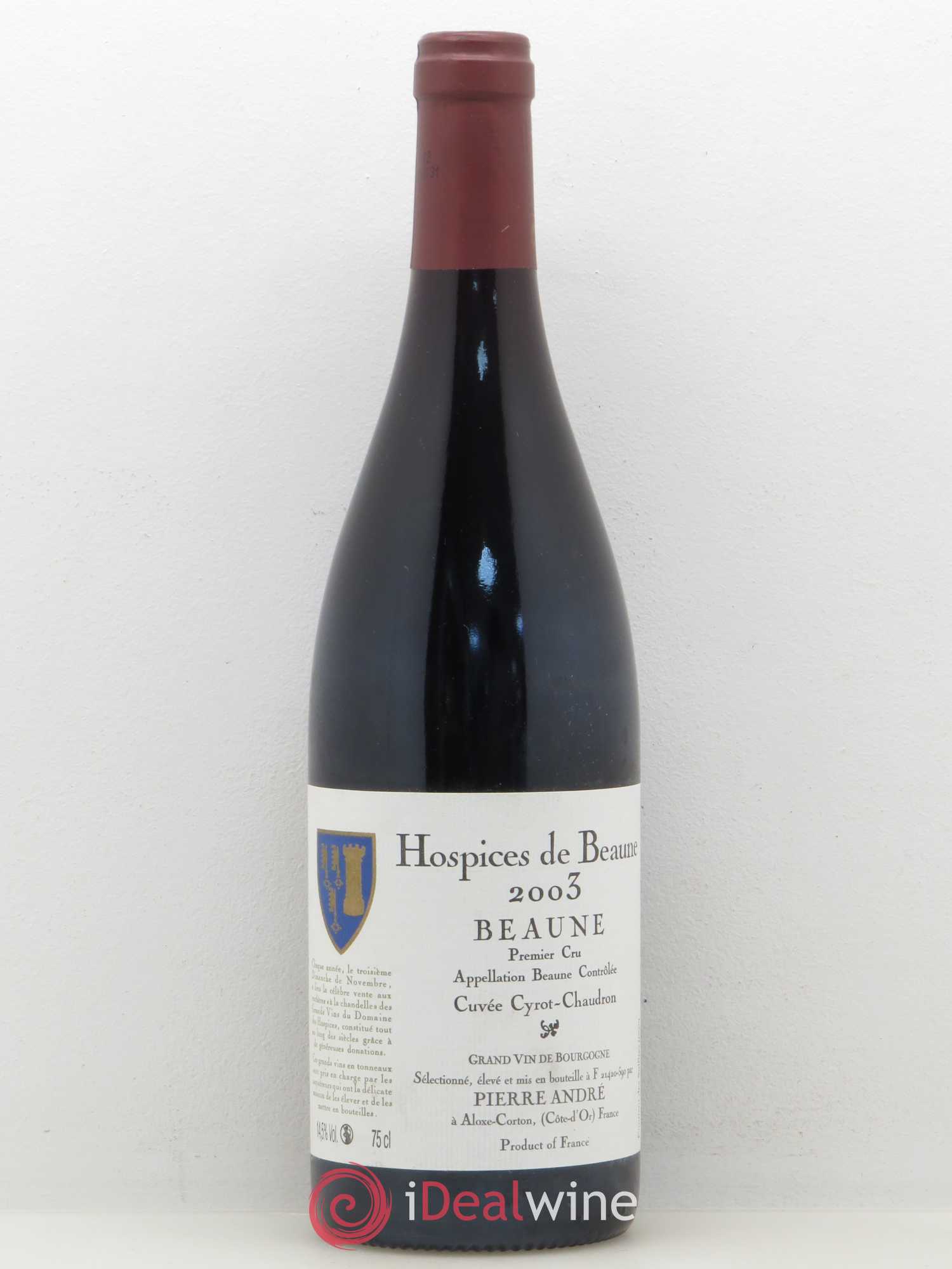 Beaune 1er Cru cuvée Cyrot Chaudron Hospice de Beaune Pierre André 2003 - Posten von 1 Flasche - 0