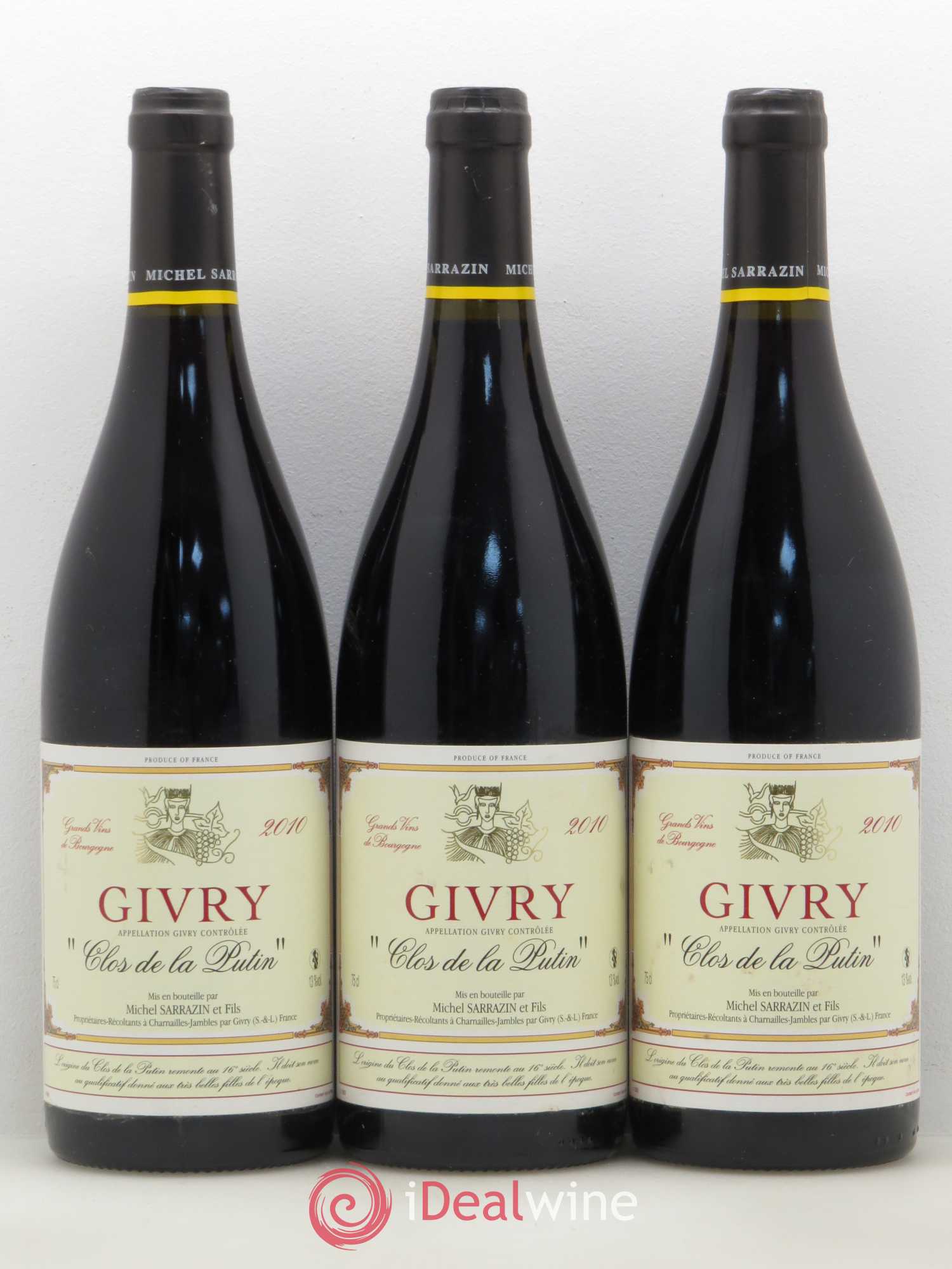Givry Clos de La Putin Domaine Michel Sarrazin 2010 - Posten von 3 Flaschen - 0