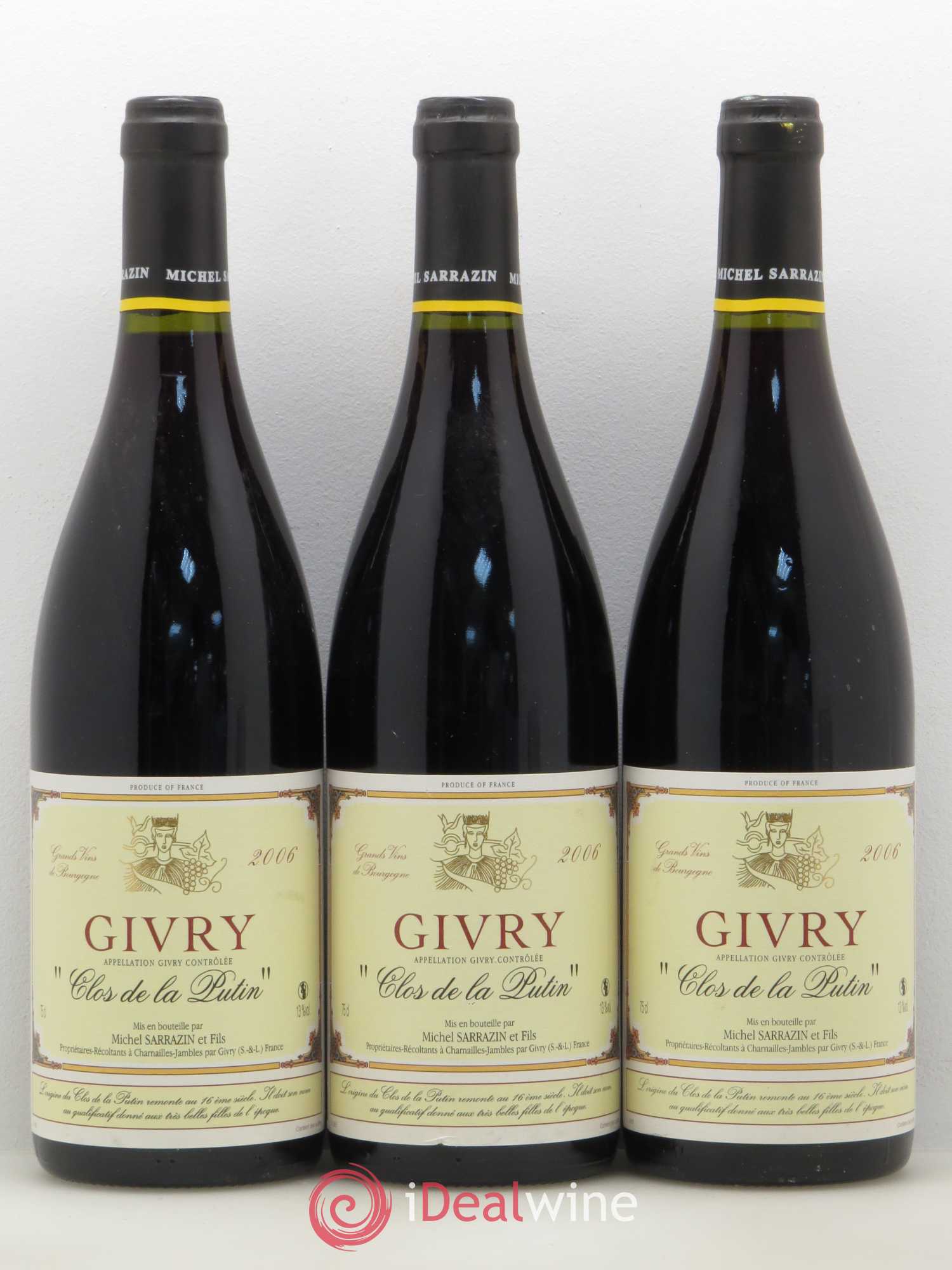 Givry Clos de La Putin Domaine Michel Sarrazin 2006 - Posten von 6 Flaschen - 2